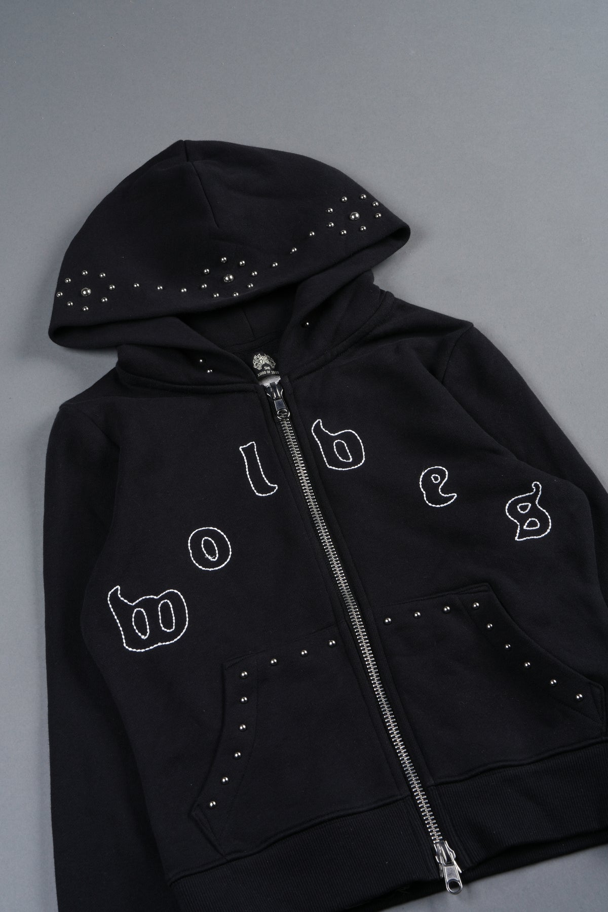 Stud Lobo Iris Zip Up Hoodie In Black