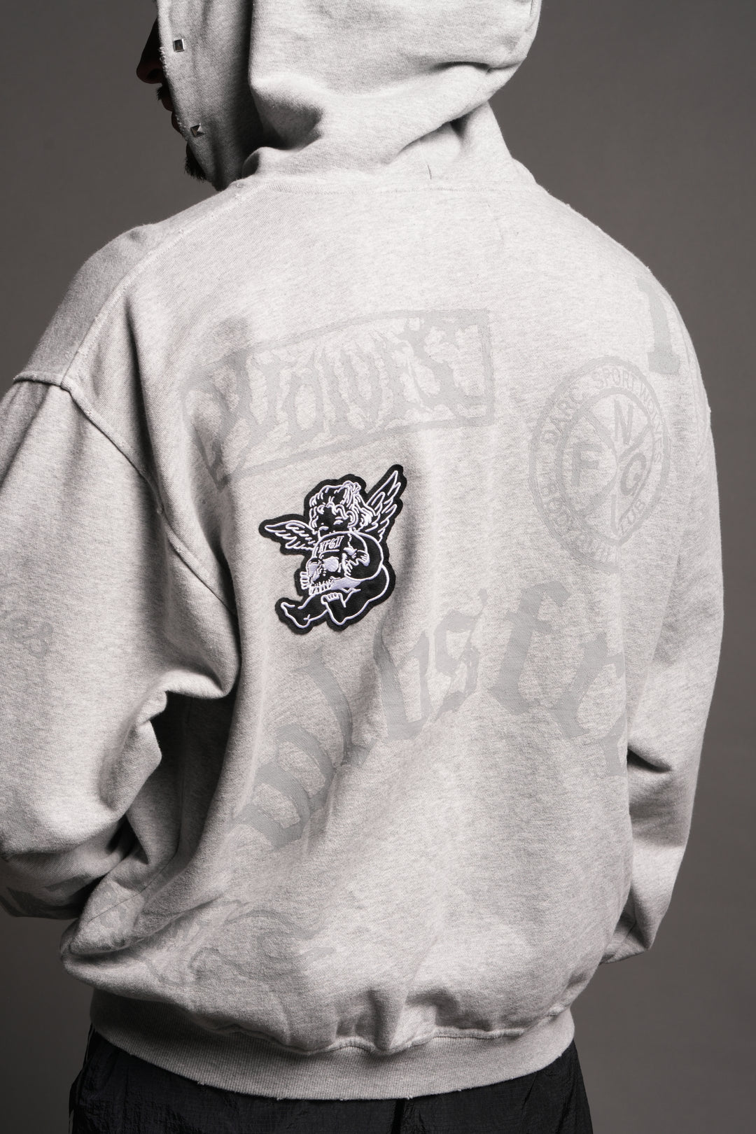 Flash Core Grunge Moatis Zip Hoodie In Light Athletic Gray