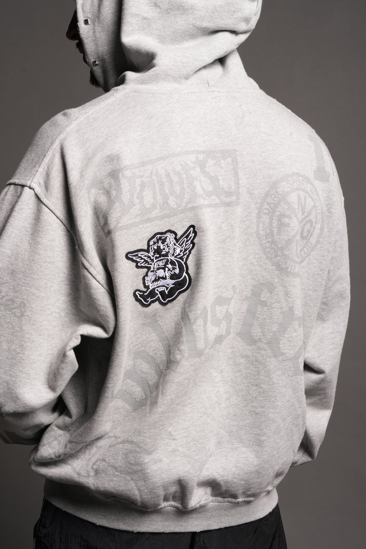Flash Core Grunge Moatis Zip Hoodie In Light Athletic Gray