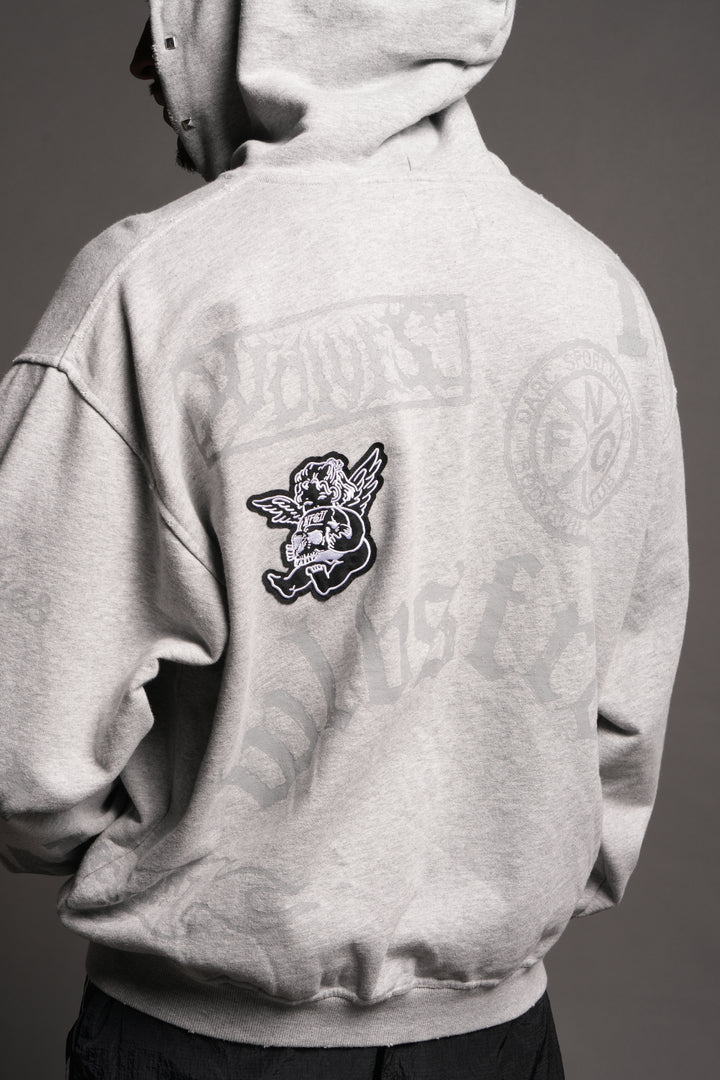 Flash Core Grunge Moatis Zip Hoodie In Light Athletic Gray