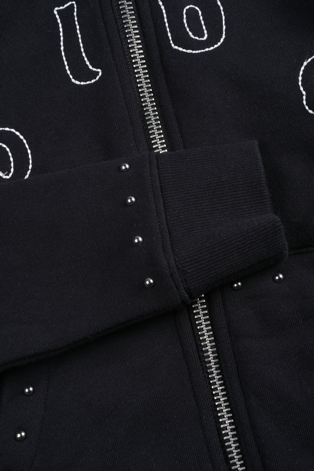Stud Lobo Iris Zip Up Hoodie In Black