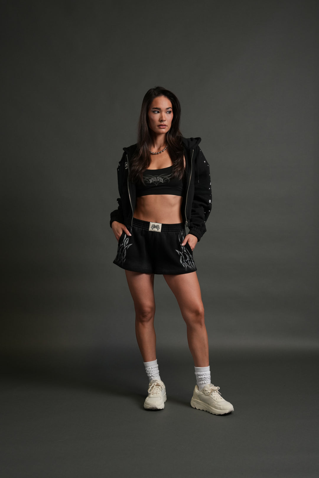 Darc Constellation "Chambers" (Cropped) Zip She Hoodie in Black