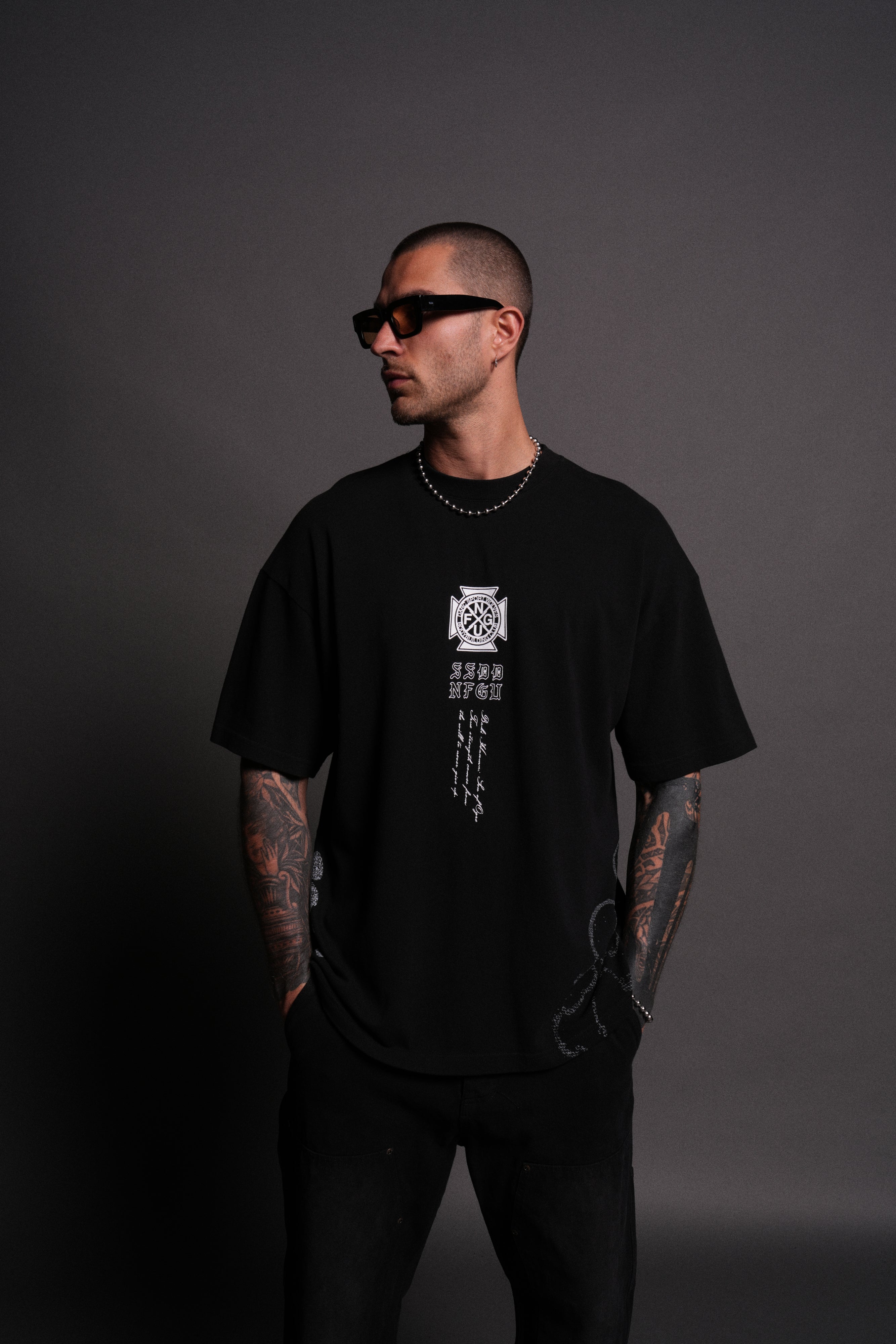 Jack Hanma "Side By Side" Series Premium Oversized Tee in Black
