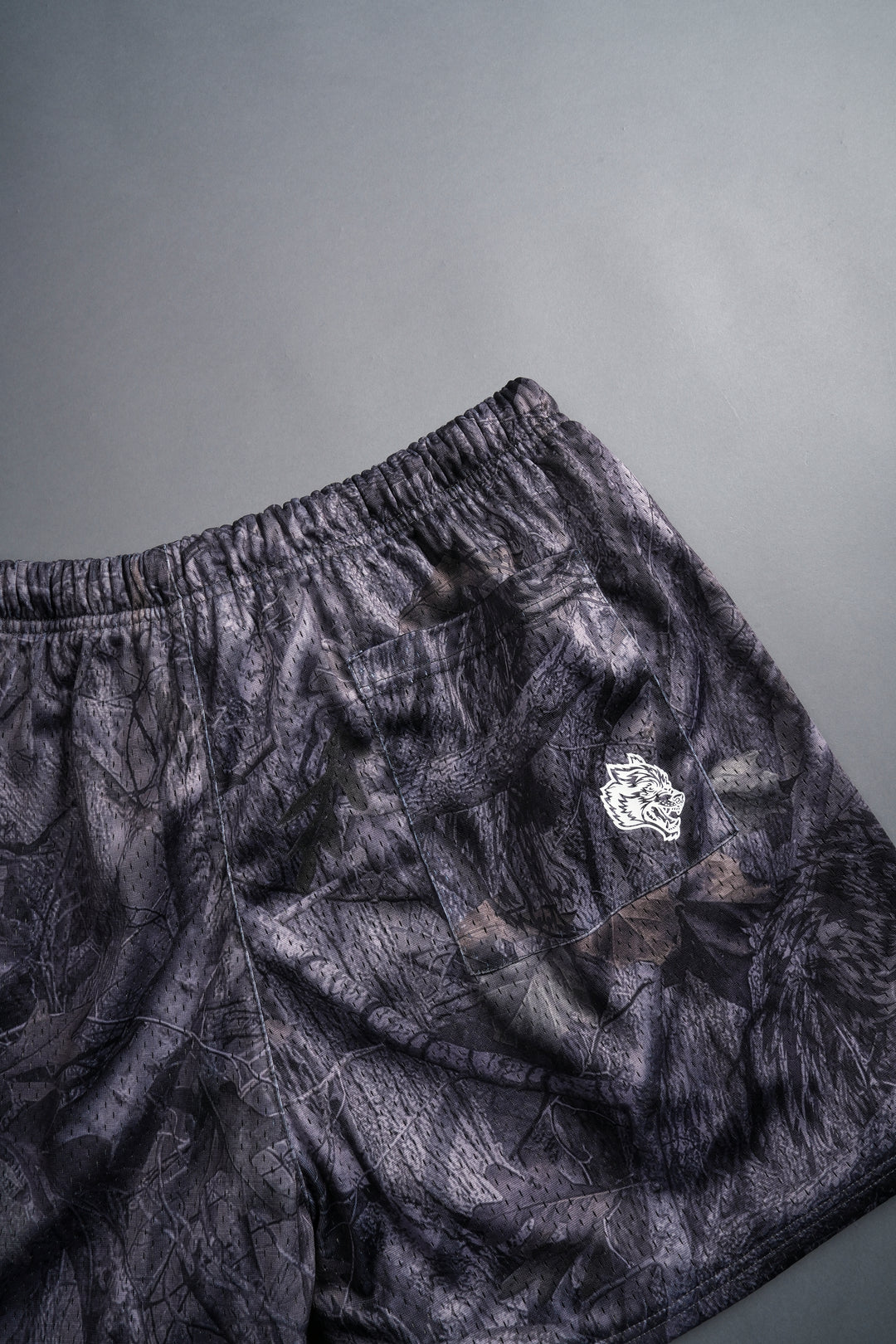 Stick Together Mesh Shorts in Driftwood Wolf Forest Camo