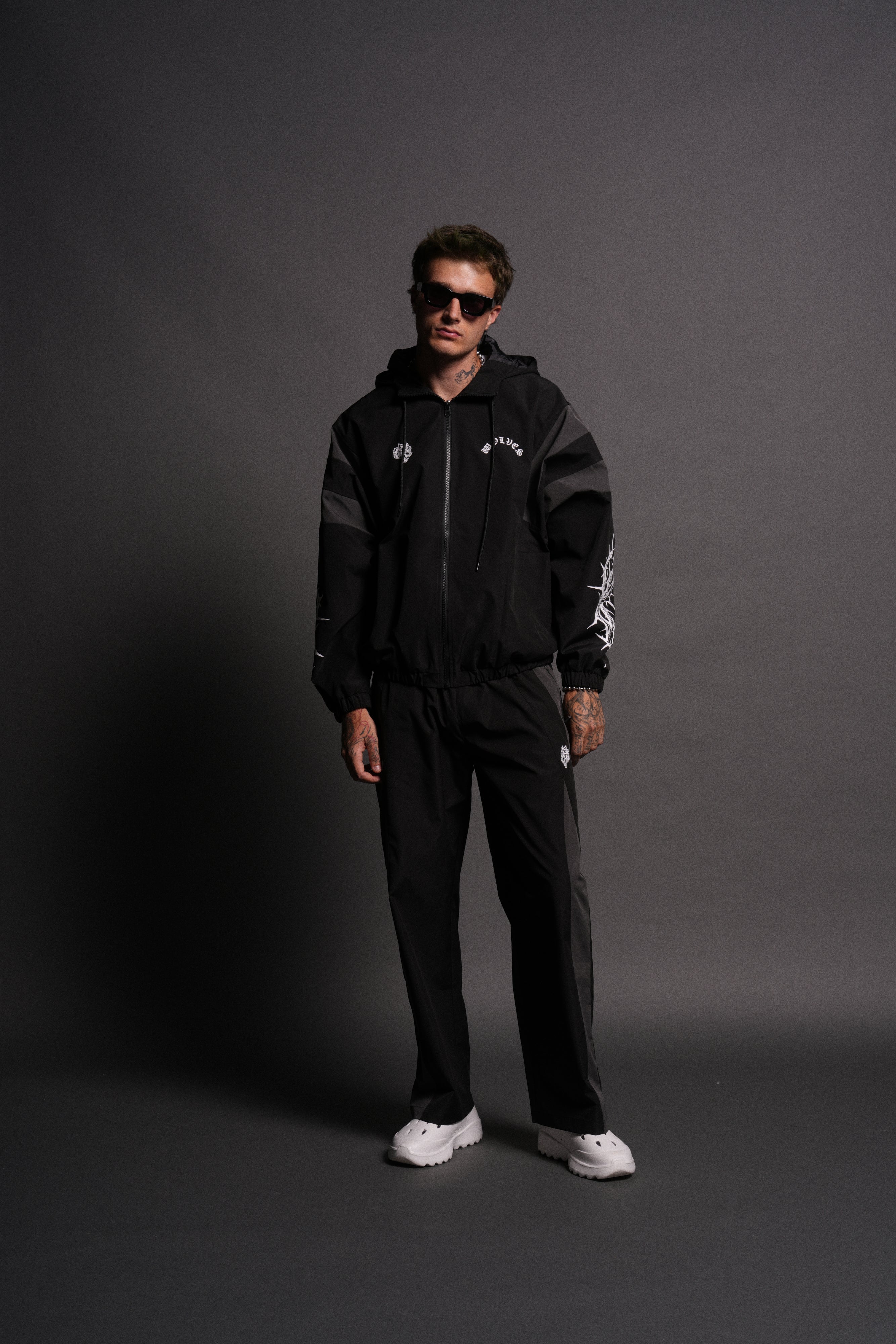 Thorns Brolic Unisex Track Jacket in Black/Wolf Gray