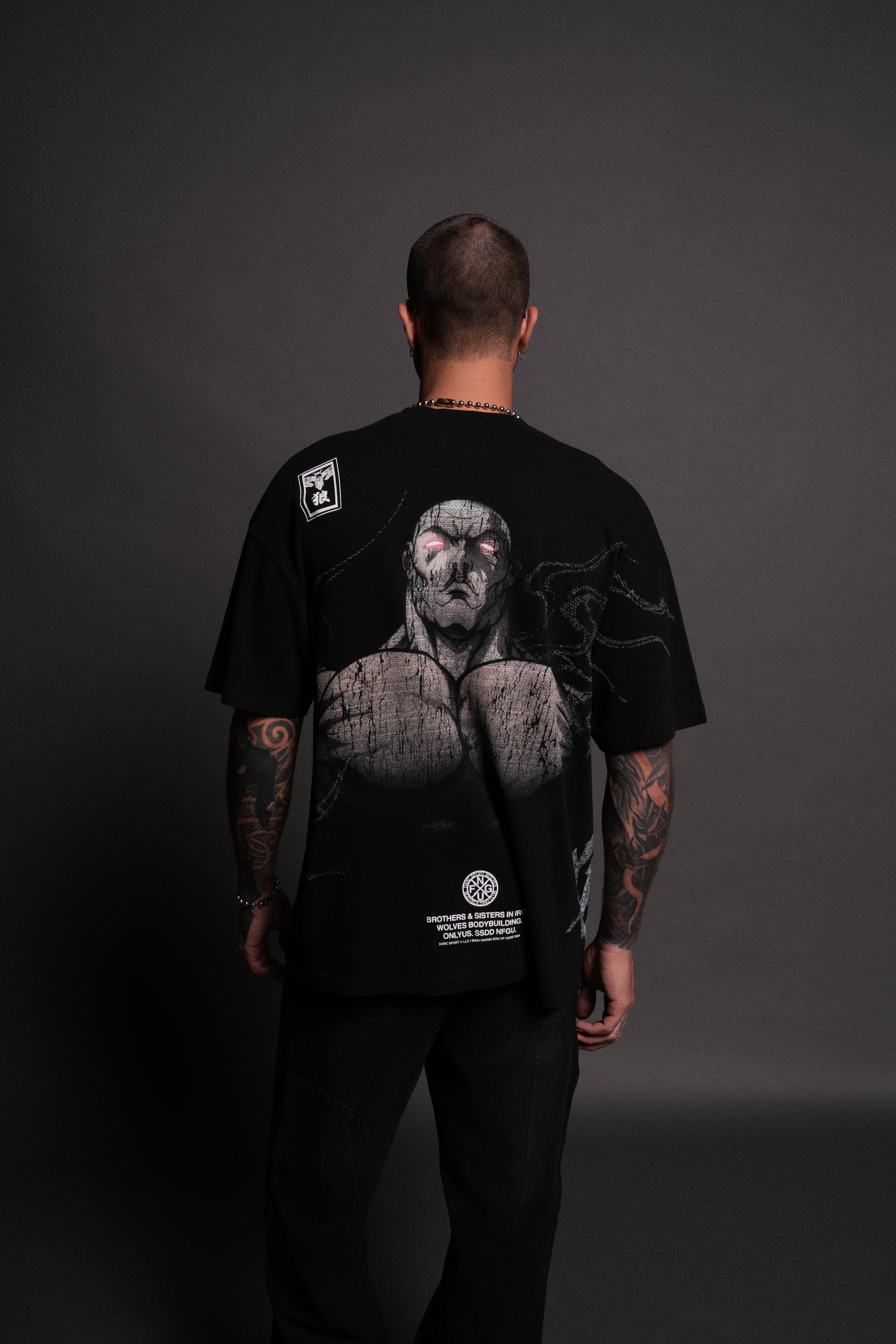 Jack Hanma "Side By Side" Series Premium Oversized Tee in Black