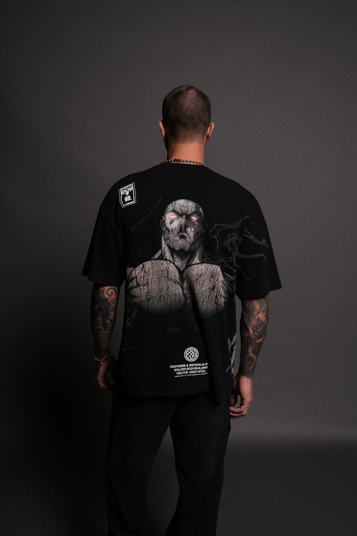 Jack Hanma "Side By Side" Series Premium Oversized Tee in Black