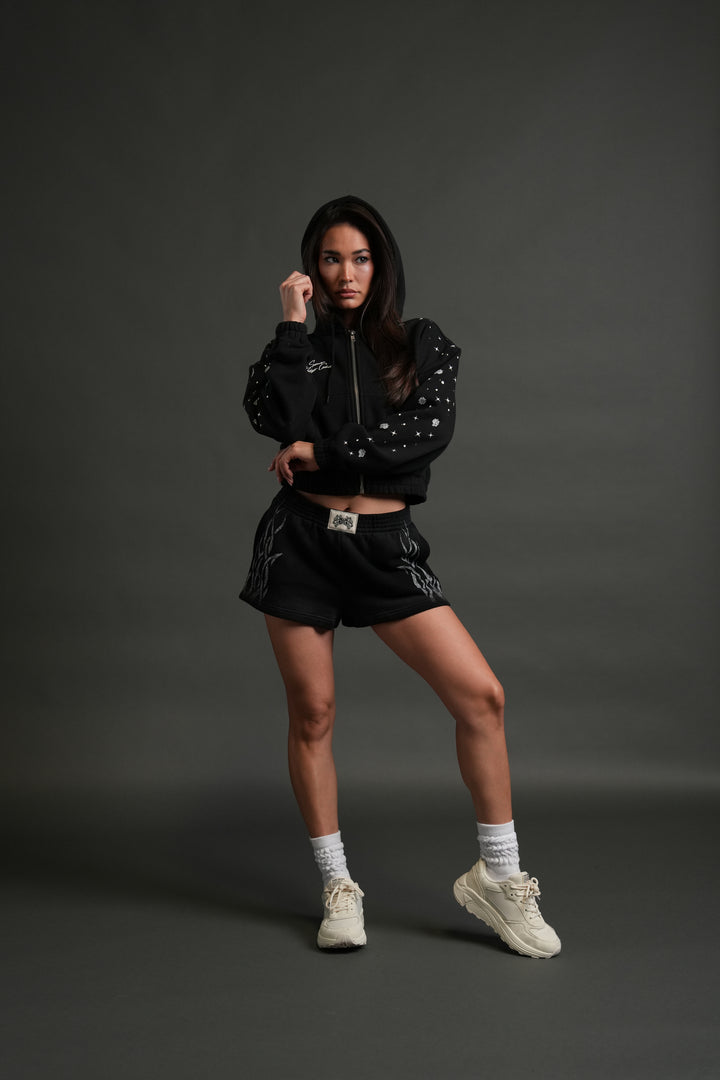 Darc Constellation "Chambers" (Cropped) Zip She Hoodie in Black