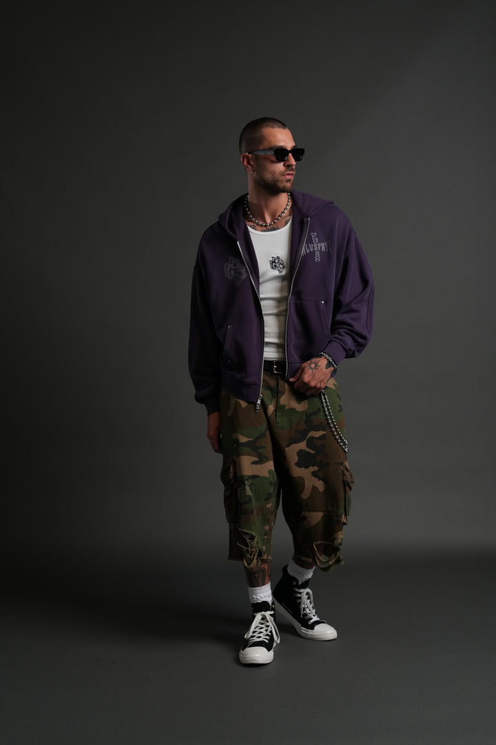 Iron Code Darco Double Zip Hoodie in Phantom Purple Inverted Sun Fade