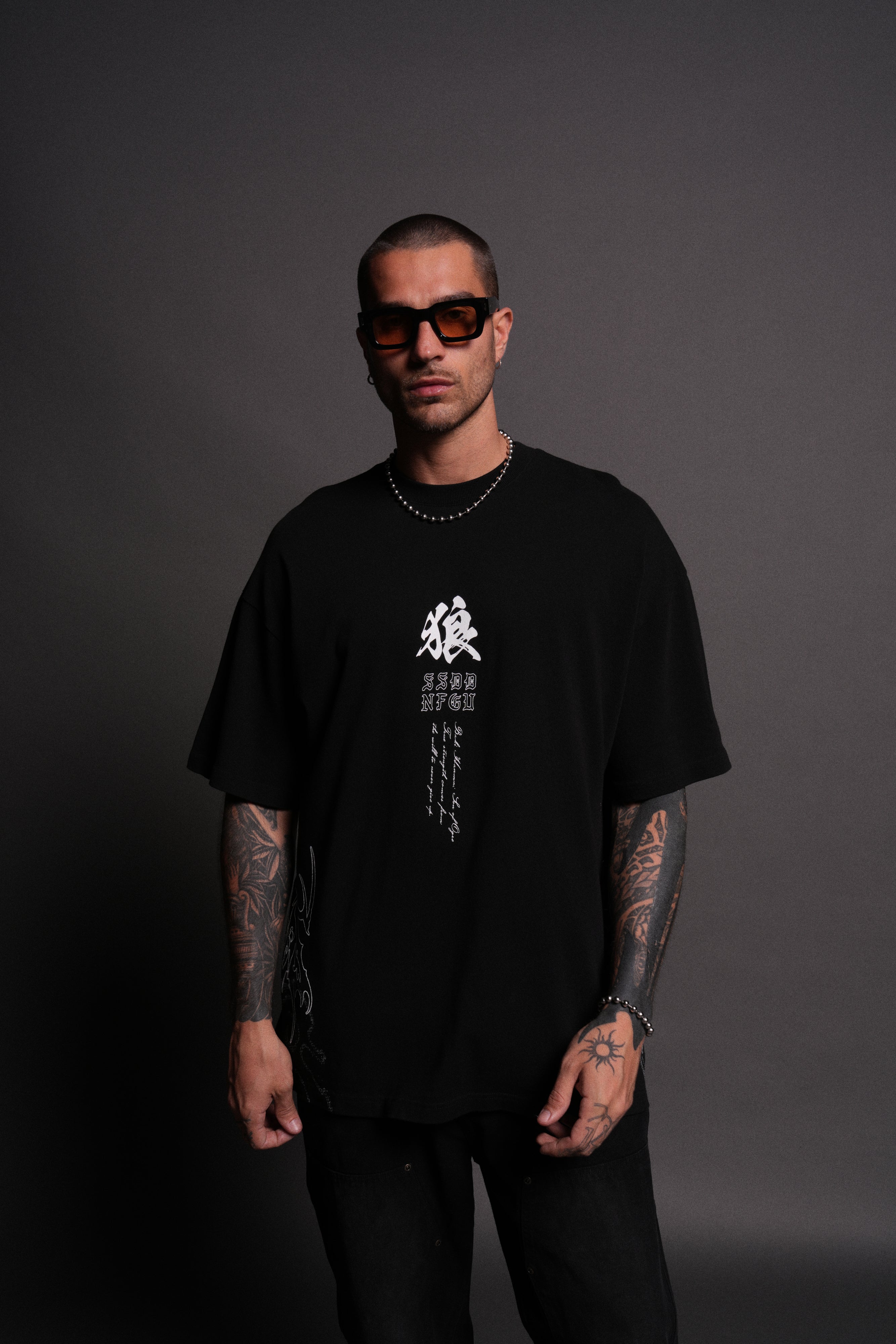 Baki Hanma "Side By Side" Series Premium Oversized Tee in Black