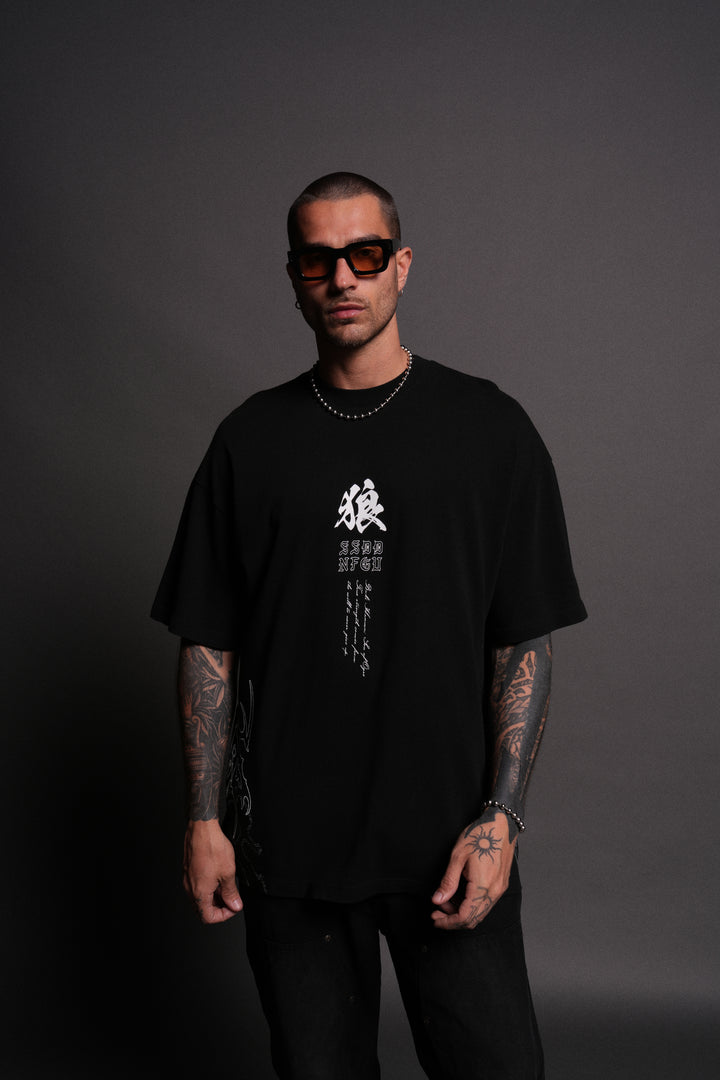 Baki Hanma "Side By Side" Series Premium Oversized Tee in Black