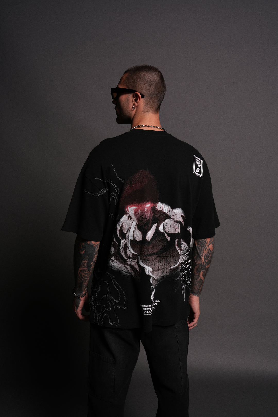 Baki Hanma "Side By Side" Series Premium Oversized Tee in Black