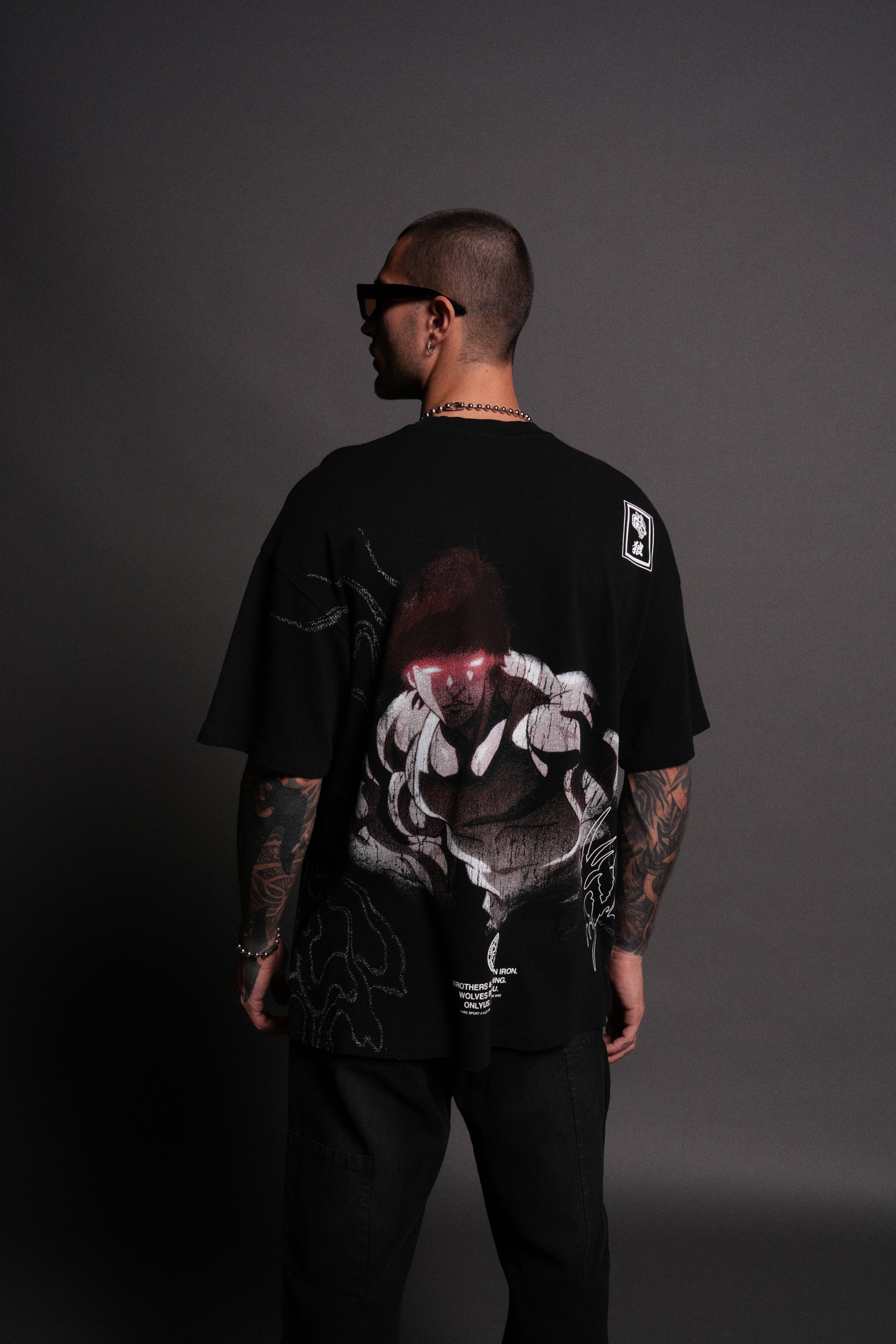 Baki Hanma "Side By Side" Series Premium Oversized Tee in Black