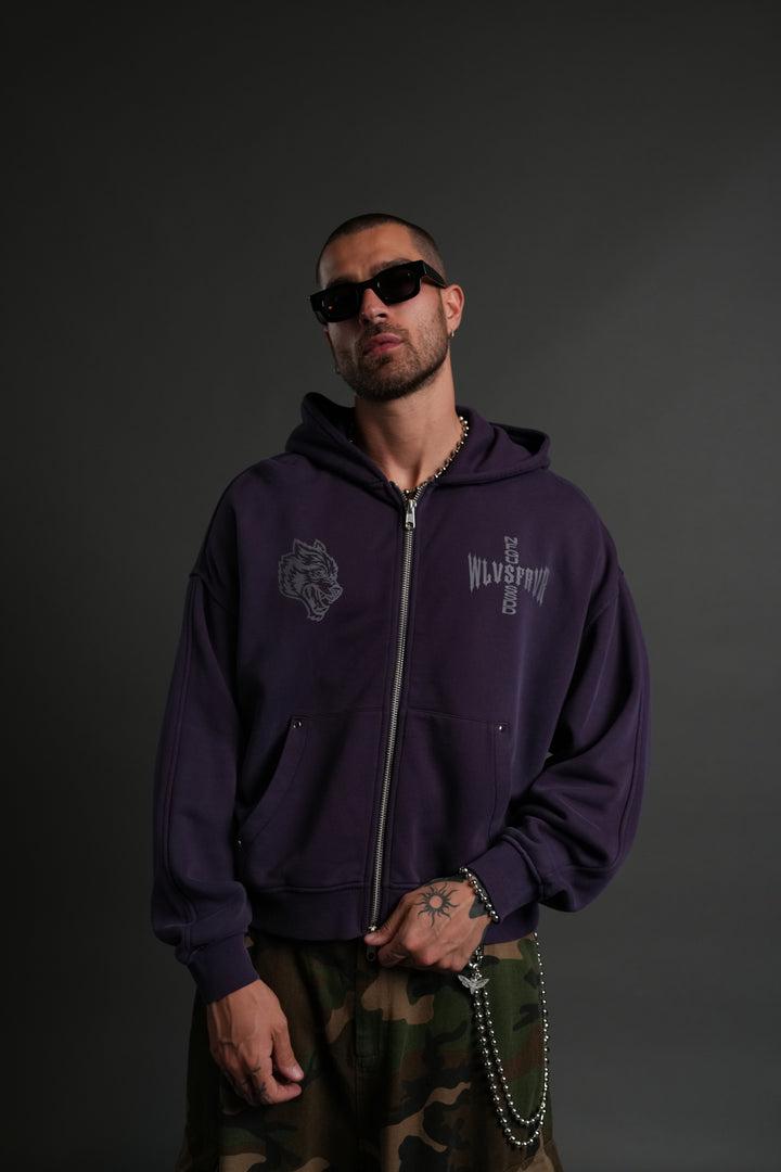 Iron Code Darco Double Zip Hoodie in Phantom Purple Inverted Sun Fade