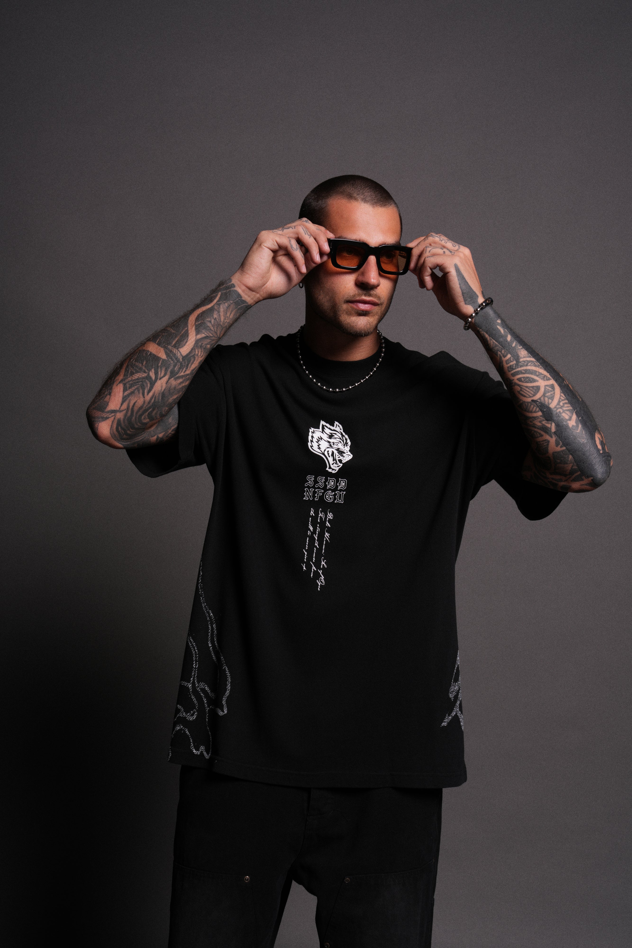 Apex Predator "Side By Side" Series Premium Oversized Tee in Black