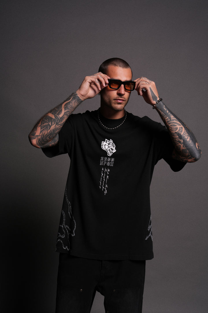 Apex Predator "Side By Side" Series Premium Oversized Tee in Black