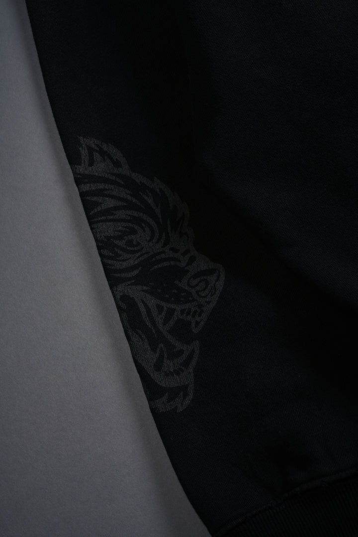 Shielded Heart Destroyed Grunge "Gage Box Cut" Hoodie in Black Drift Wash