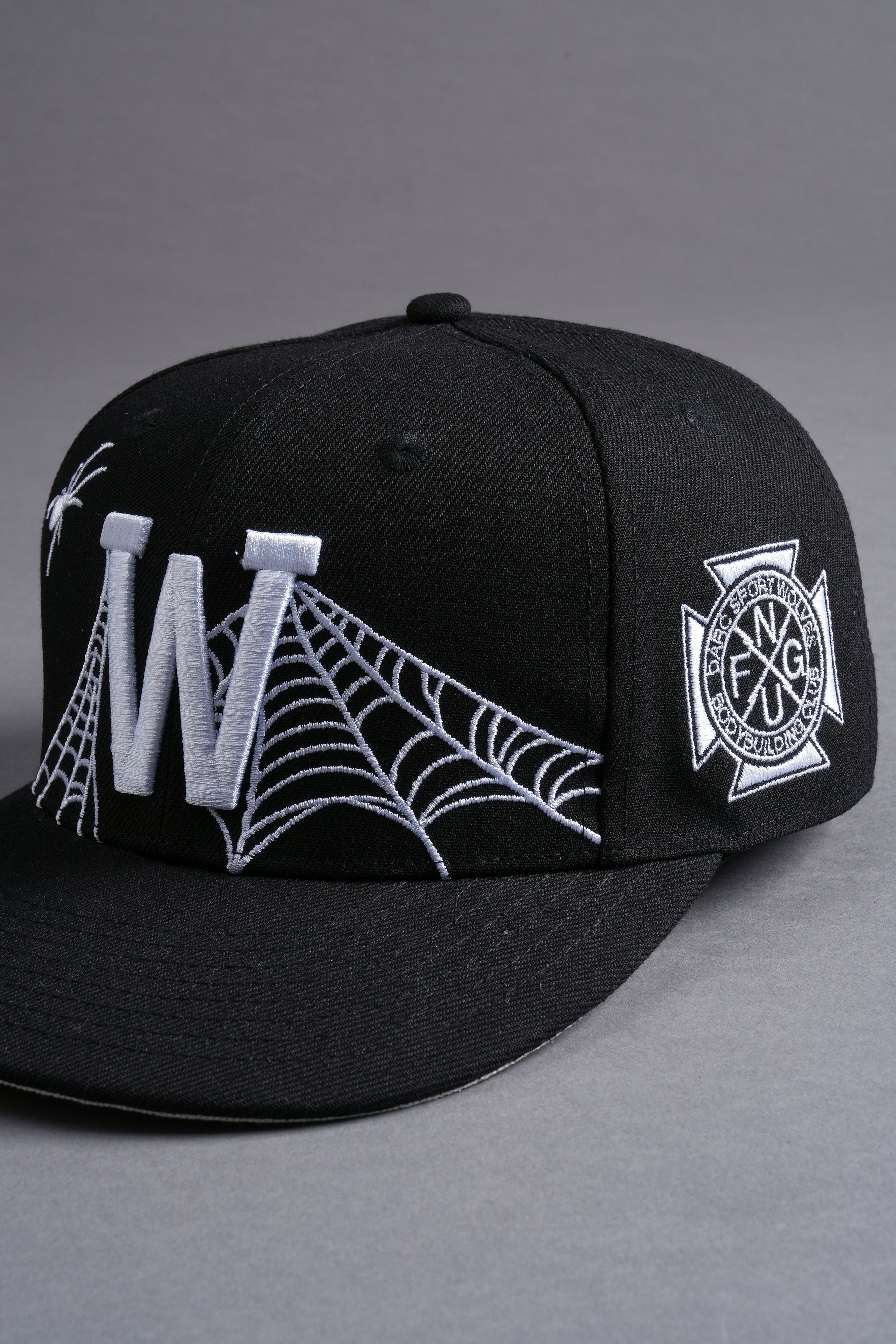 Iron Web Fitted Hat in Black