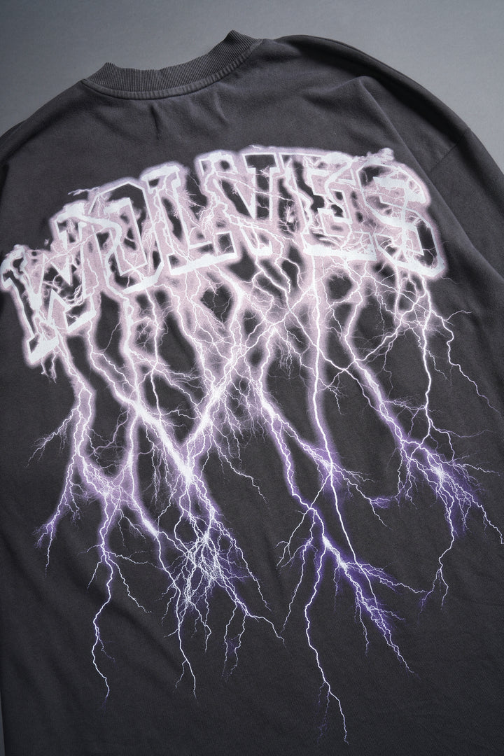 Thunder "Premium" Oversized Tee in Wolf Gray/Purple Lightning