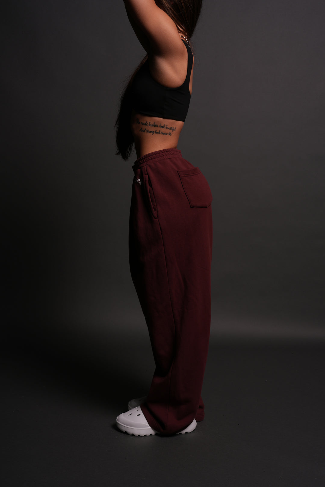 Chopper Wolf "Yara" Pleated Sweat Pants in Oxblood