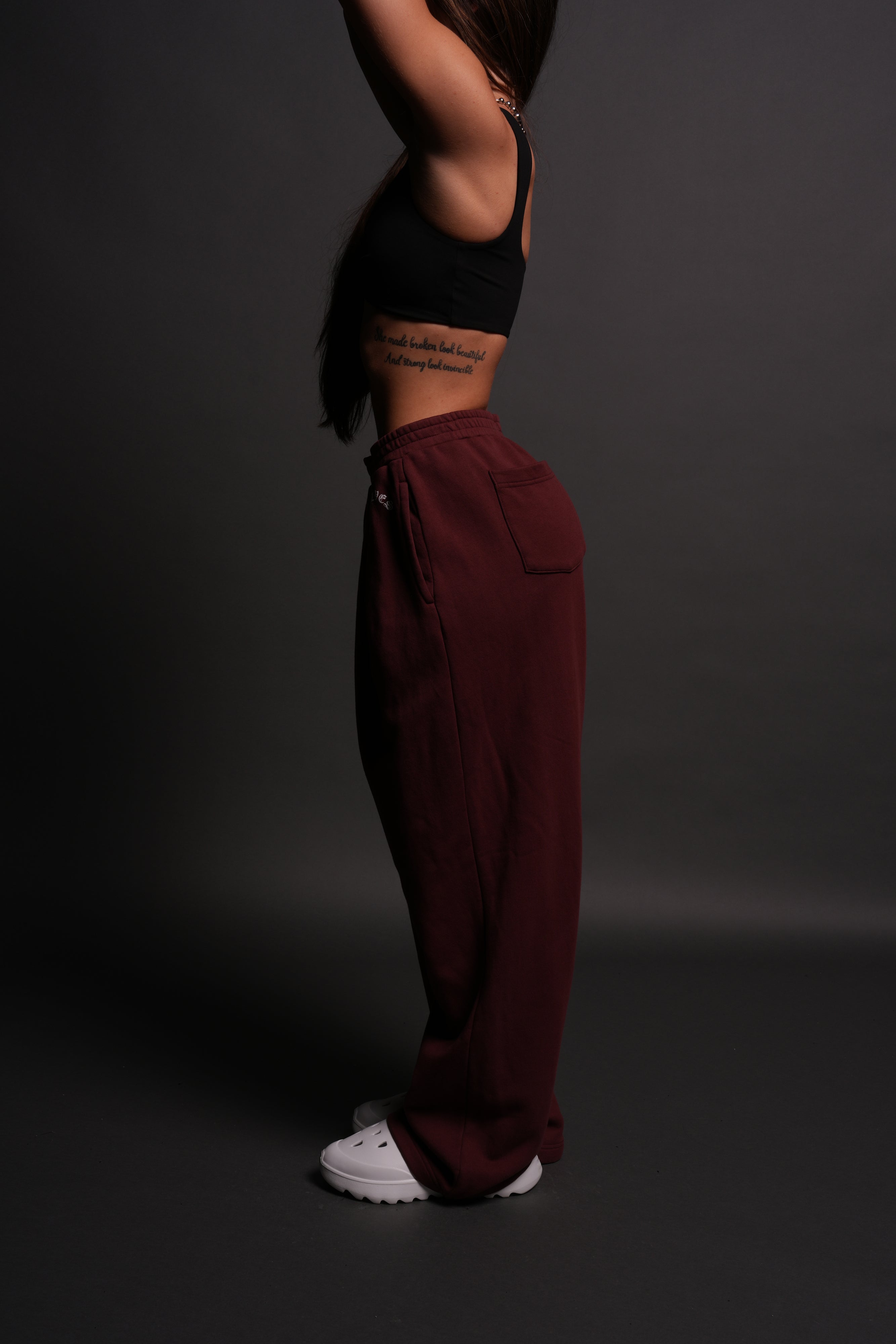 Chopper Wolf "Yara" Pleated Sweat Pants in Oxblood