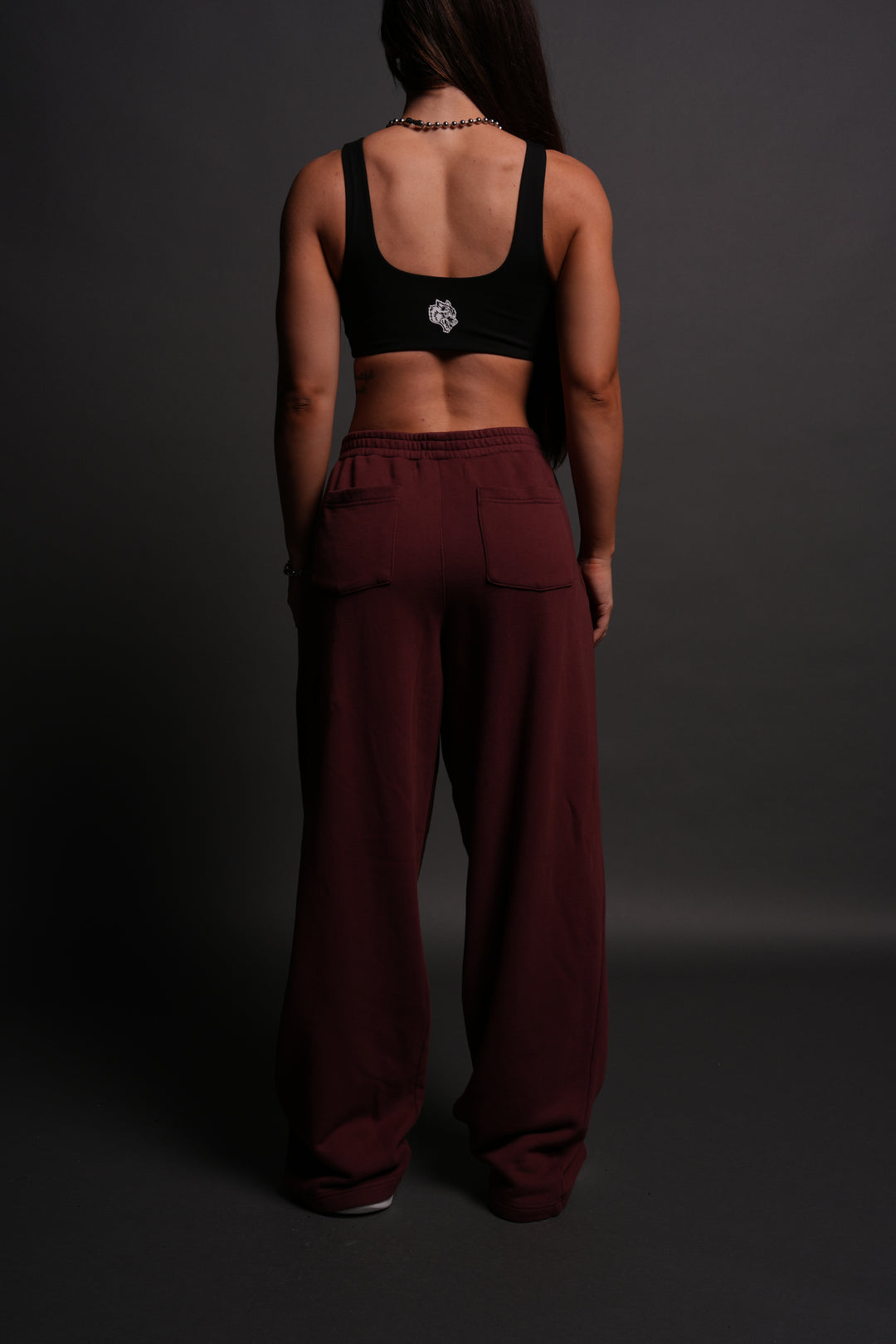 Chopper Wolf "Yara" Pleated Sweat Pants in Oxblood