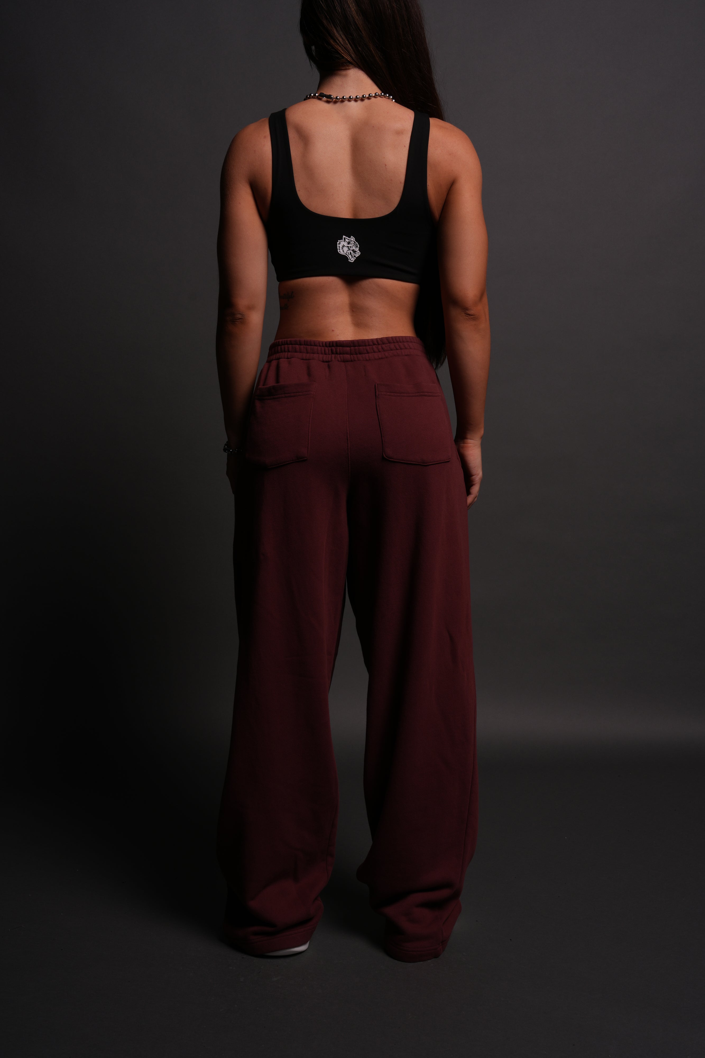 Chopper Wolf "Yara" Pleated Sweat Pants in Oxblood