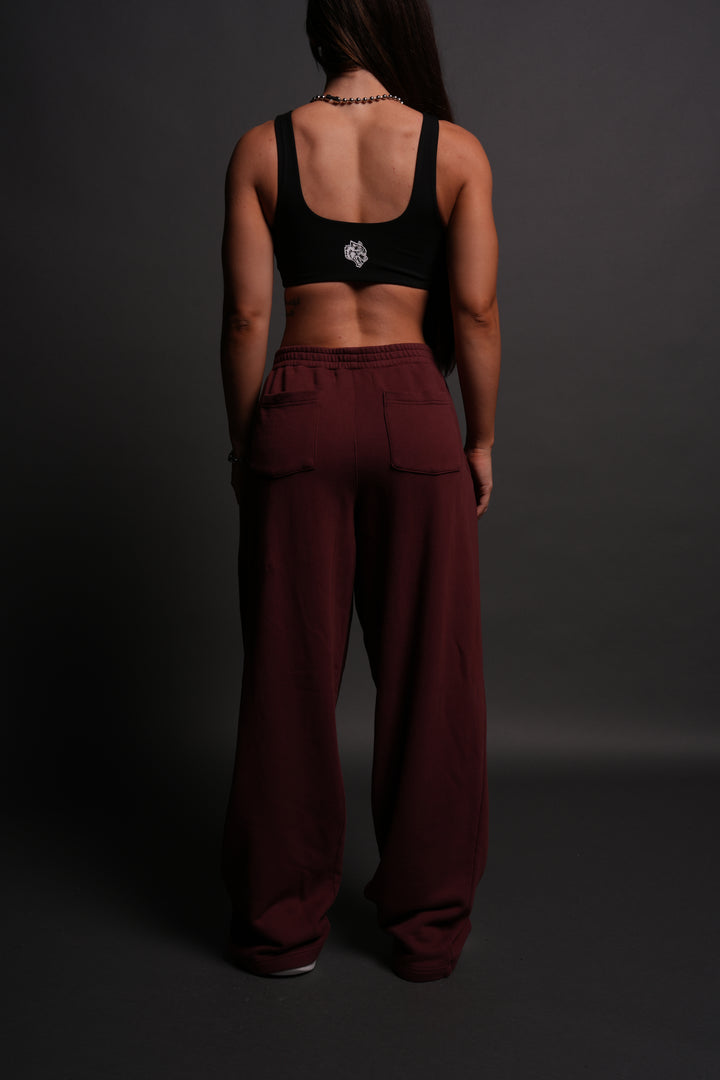 Chopper Wolf "Yara" Pleated Sweat Pants in Oxblood