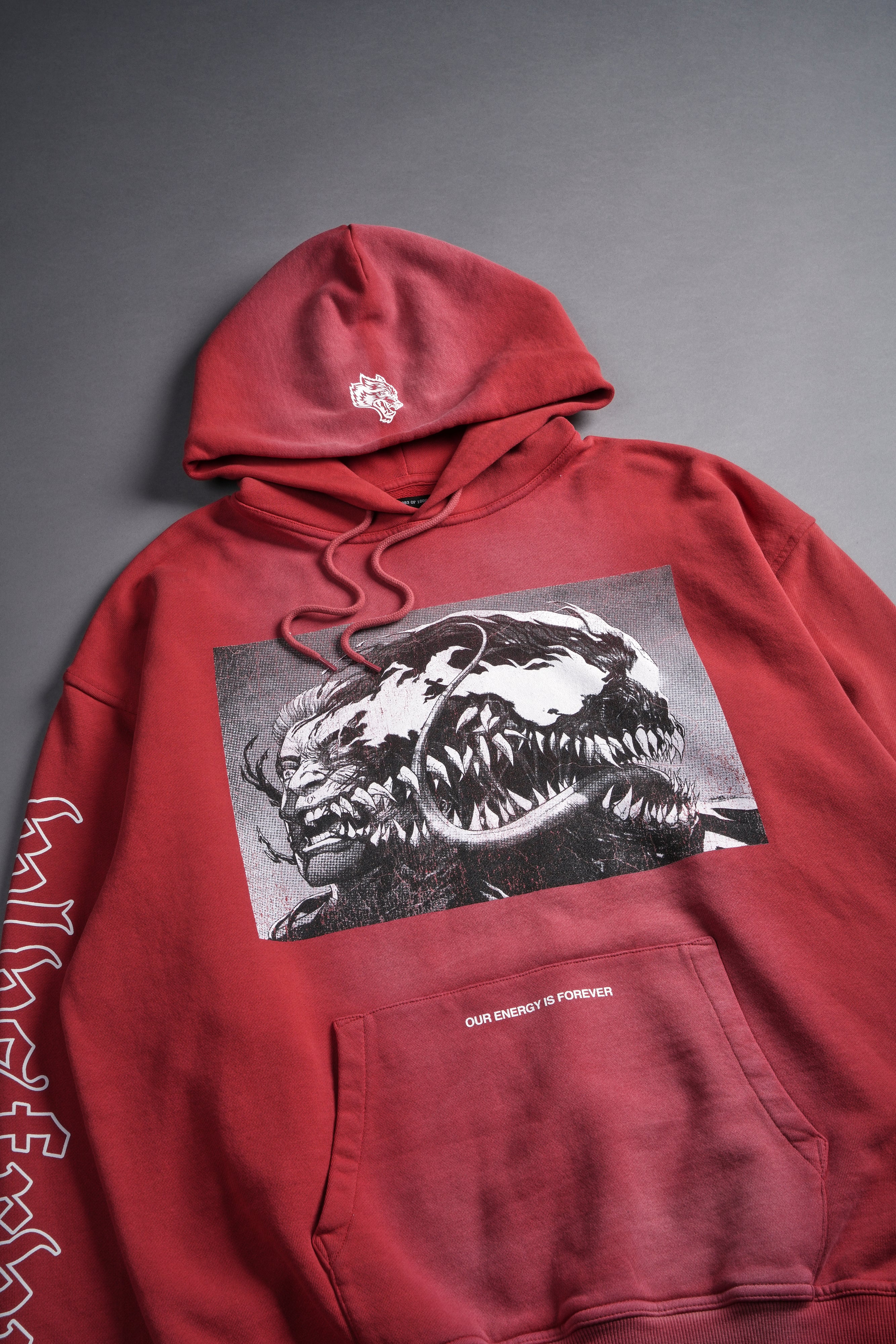 Seed Of Darcness Unisex "B" Hoodie in Roman Red Tonal Sun Fade