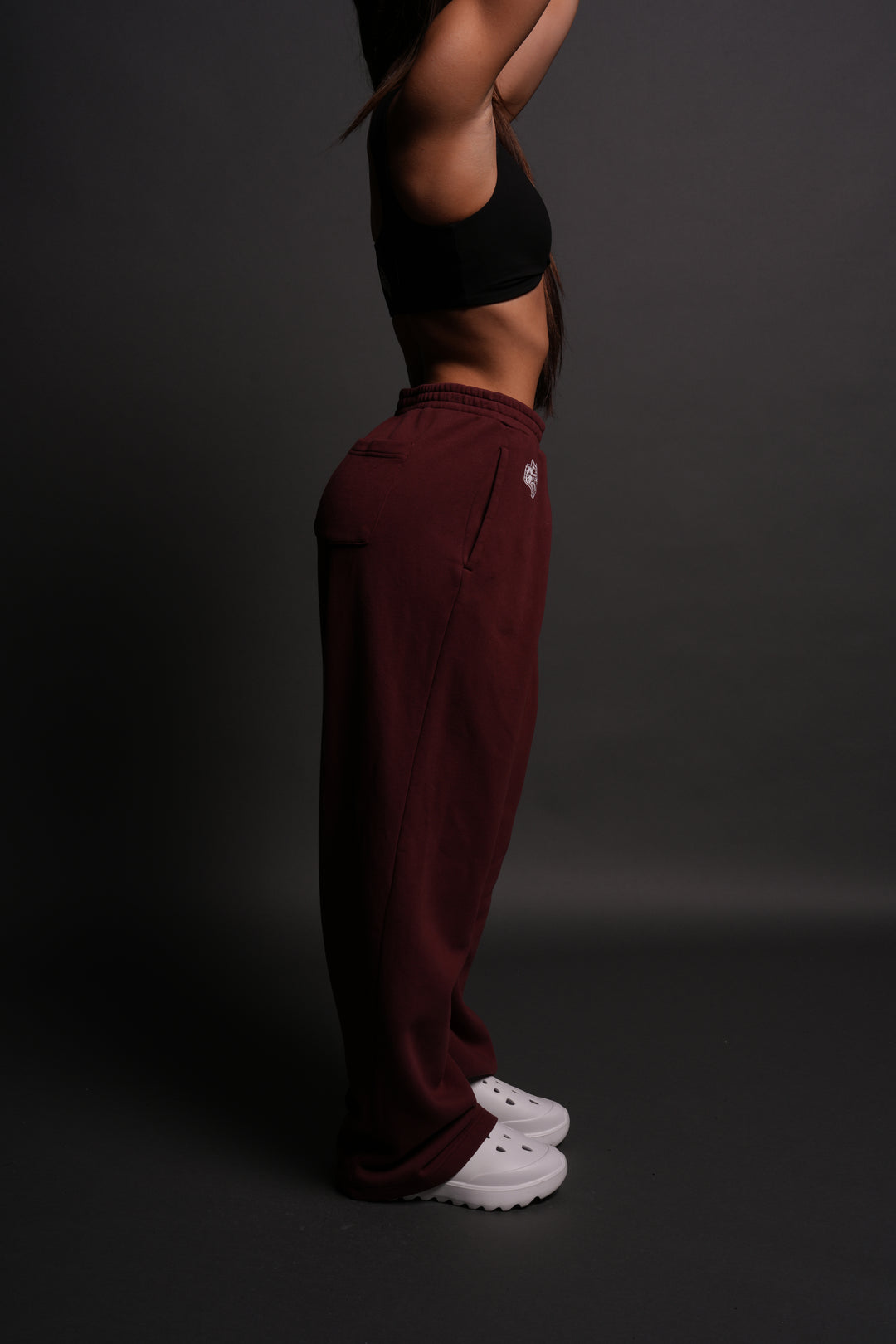 Chopper Wolf "Yara" Pleated Sweat Pants in Oxblood