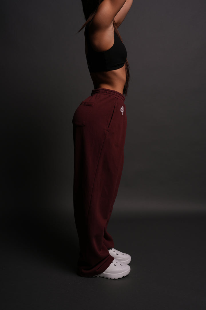 Chopper Wolf "Yara" Pleated Sweat Pants in Oxblood