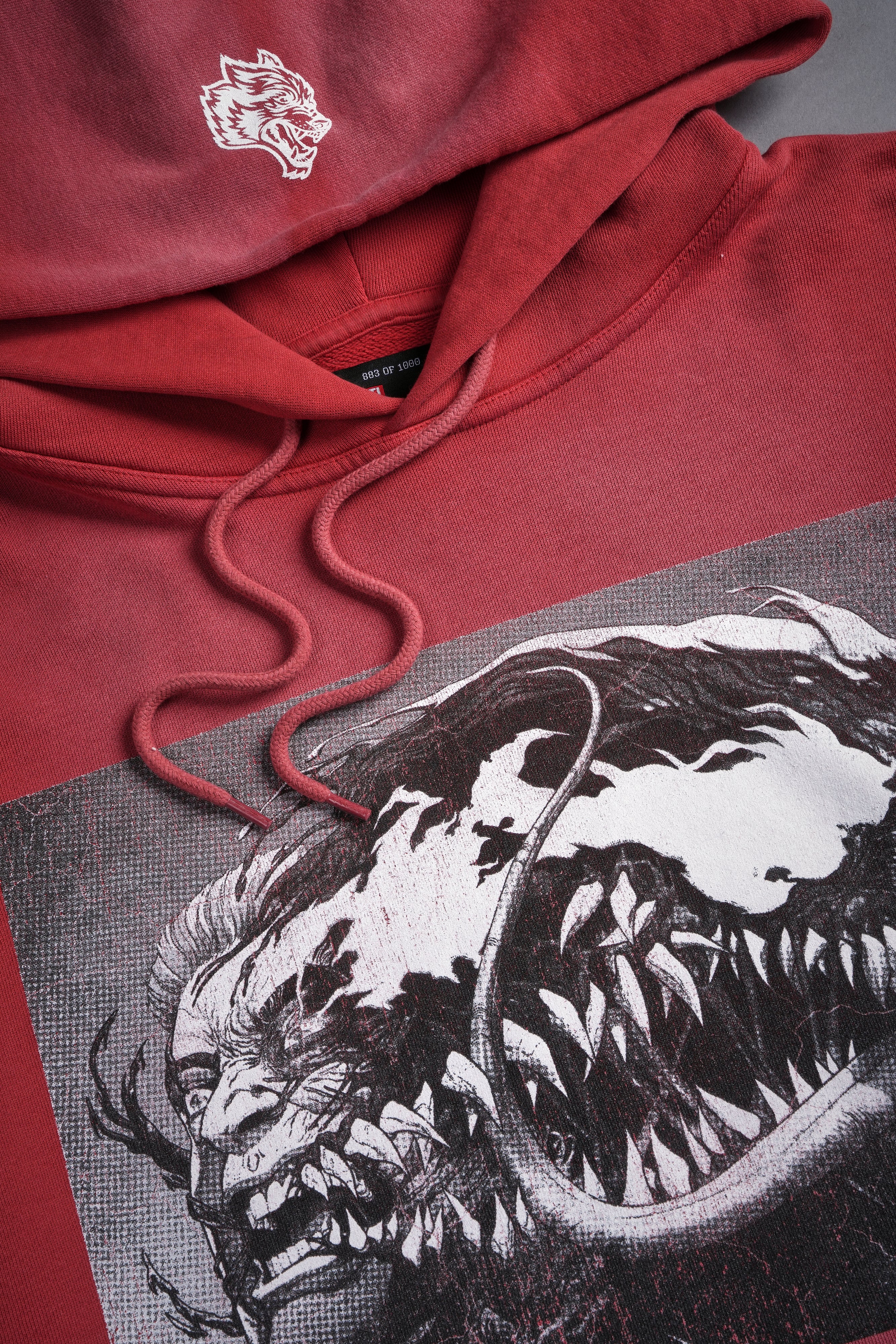 Seed Of Darcness Unisex "B" Hoodie in Roman Red Tonal Sun Fade