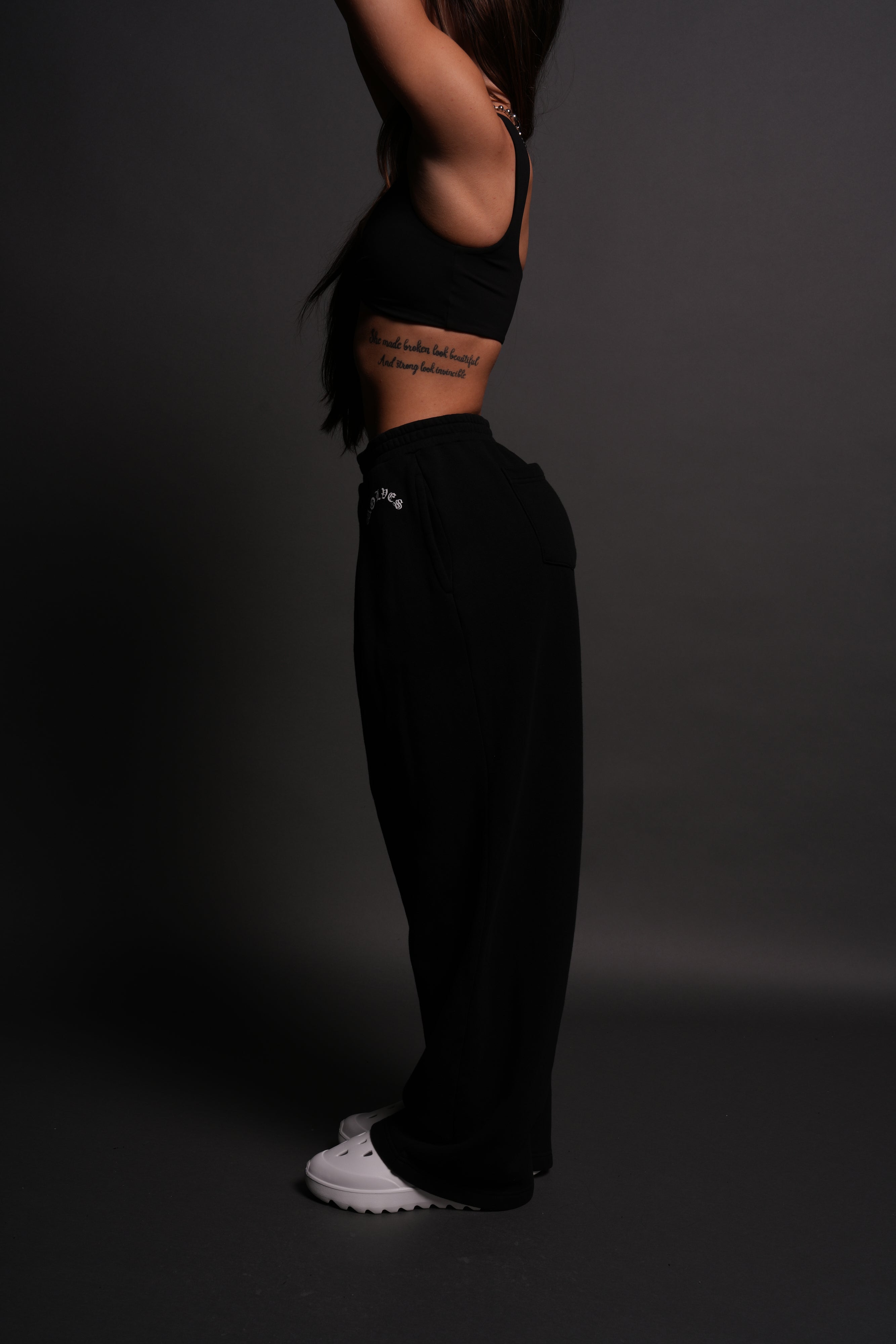 Chopper Wolf "Yara" Pleated Sweat Pants in Black
