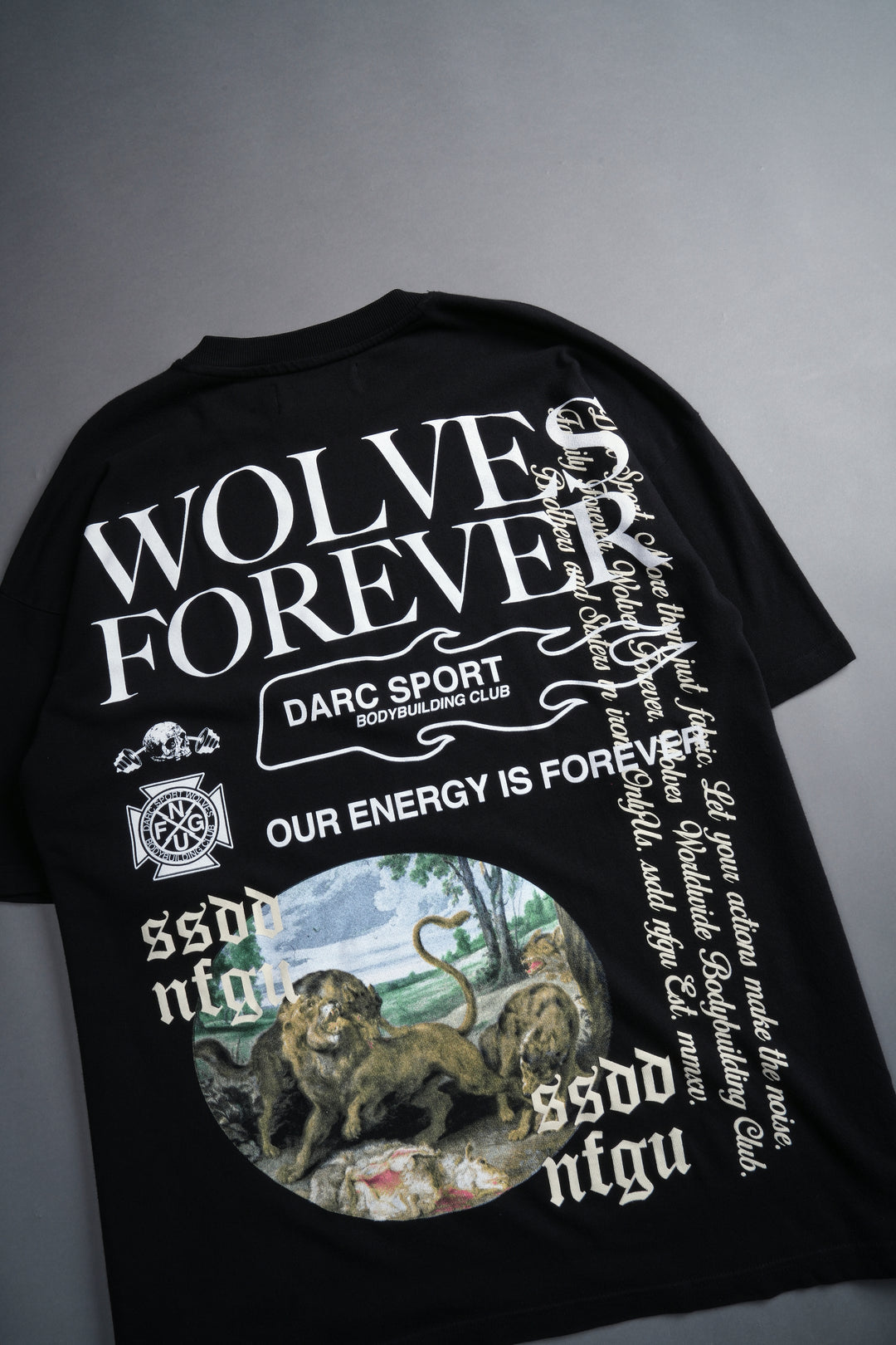 Three Wolves "Premium" Oversized Tee in Black