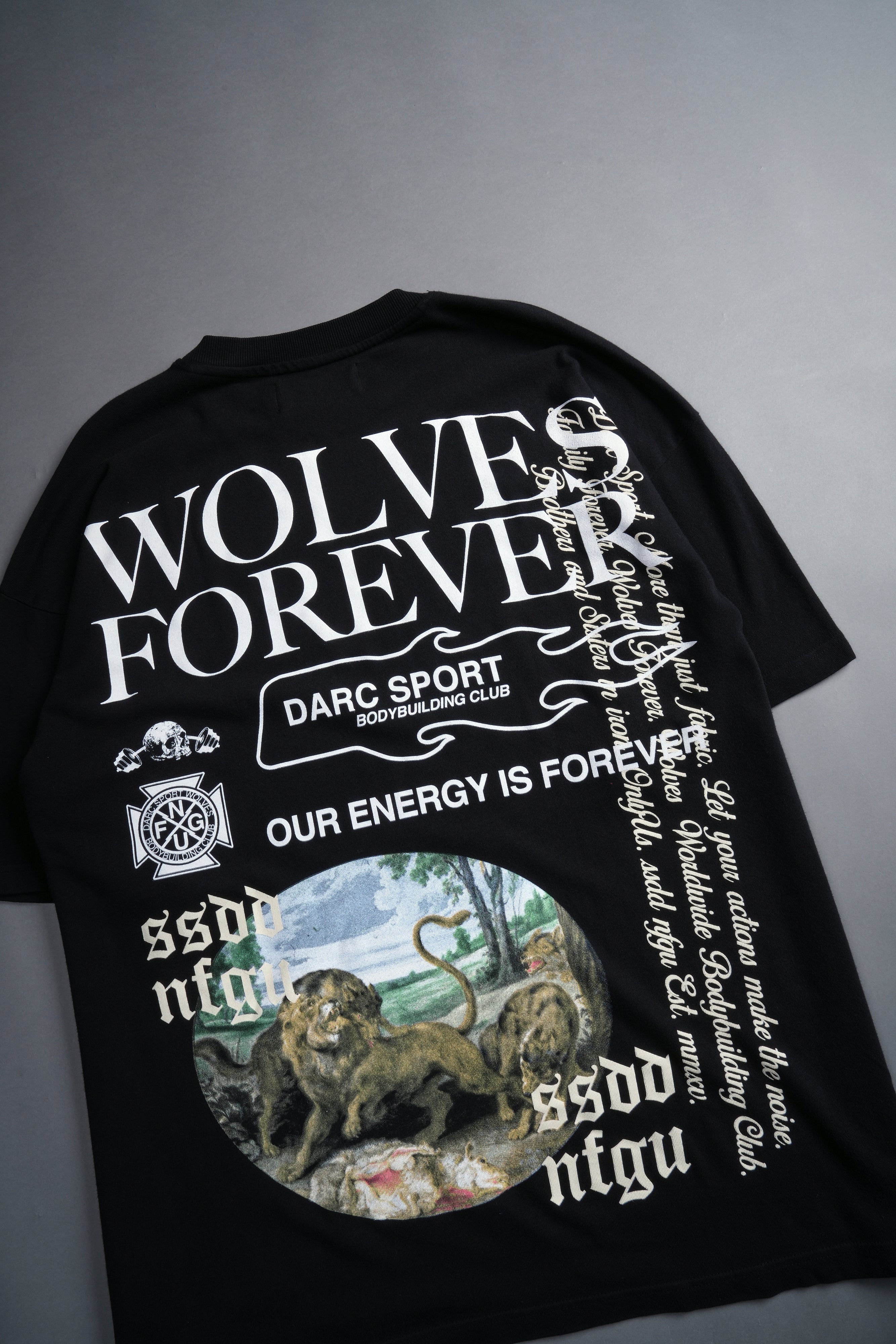 Three Wolves "Premium" Oversized Tee in Black