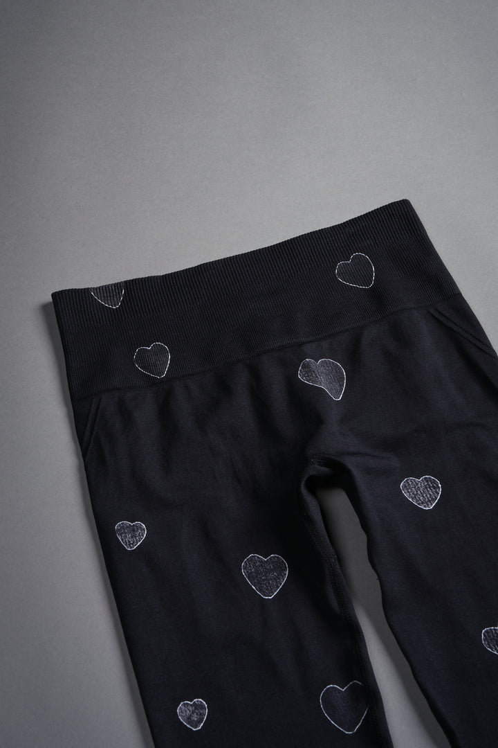 Her Energy "Everson" Huxley Scrunch Leggings in Heart Candy Black