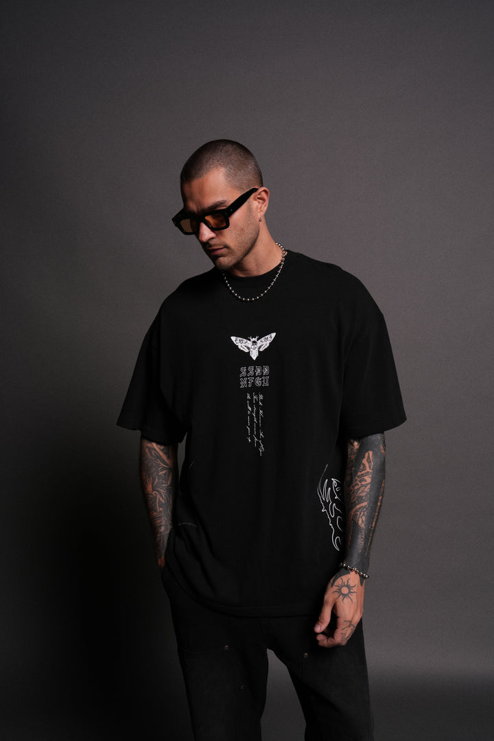 Yujiro Hanma "Side By Side" Series Premium Oversized Tee in Black