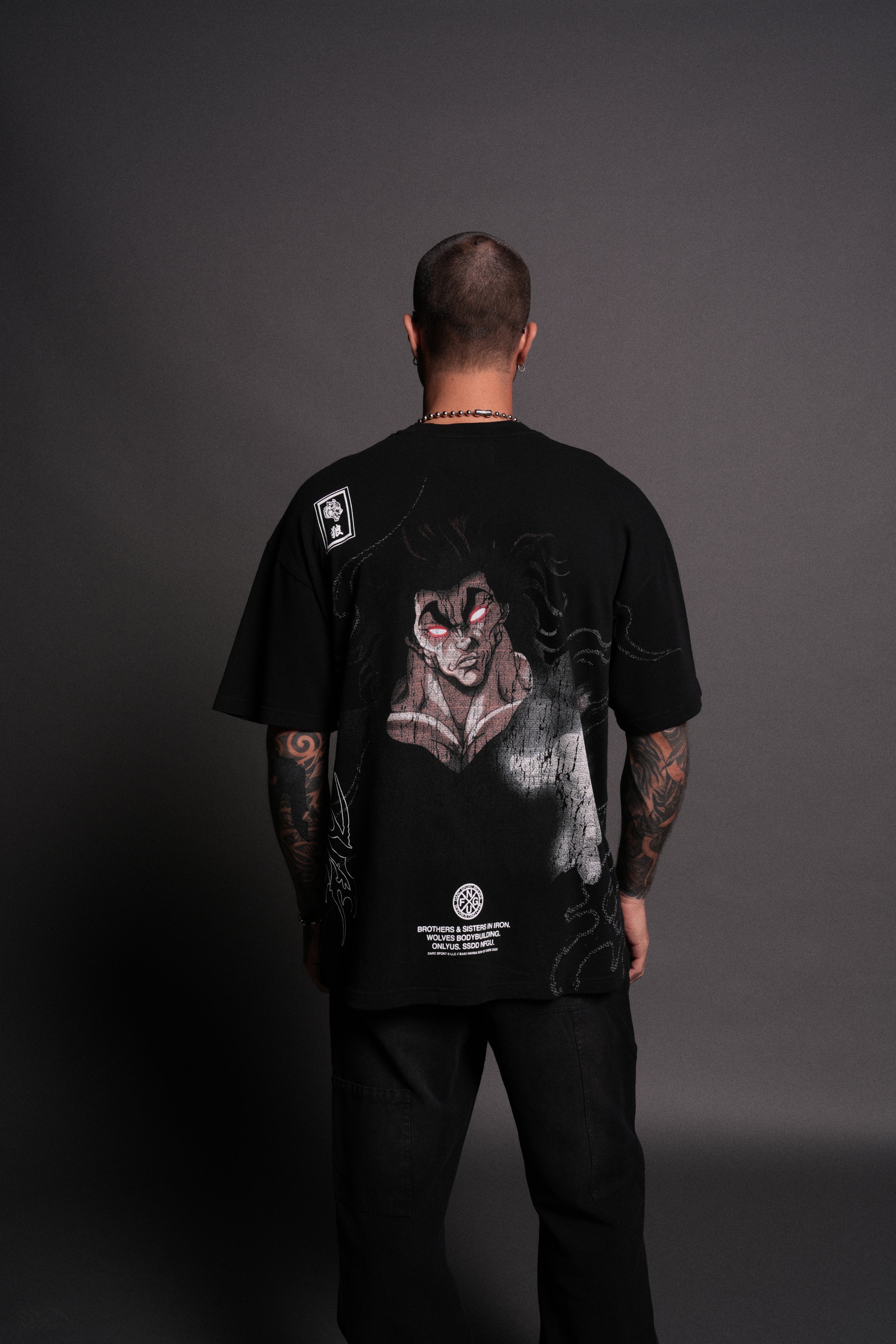 Yujiro Hanma "Side By Side" Series Premium Oversized Tee in Black