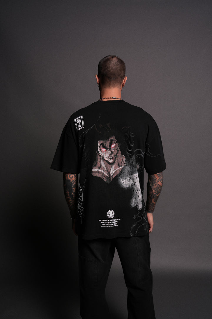 Yujiro Hanma "Side By Side" Series Premium Oversized Tee in Black