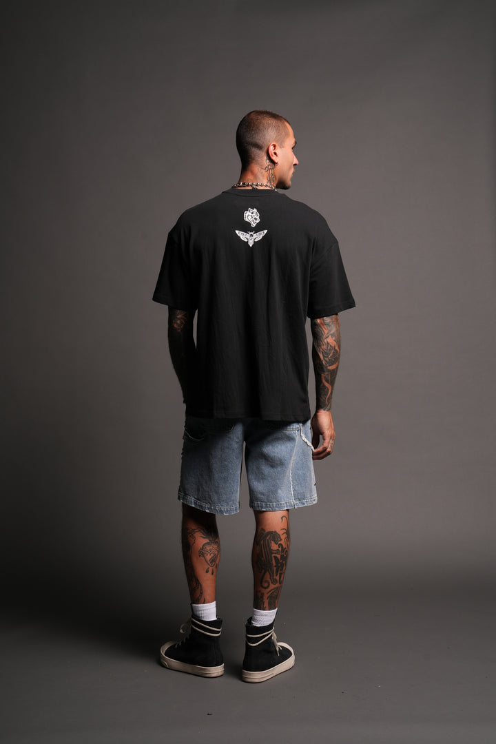 Wolves Heritage Distressed Denim Carpenter Shorts In Light Wash