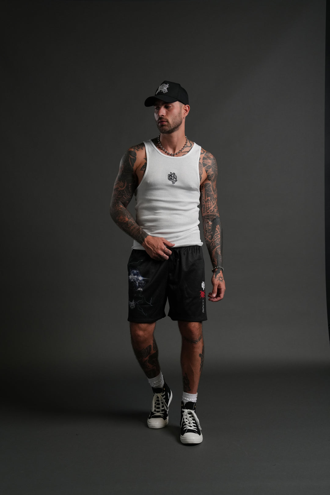 Eye Of The Beast Mesh Shorts in Black