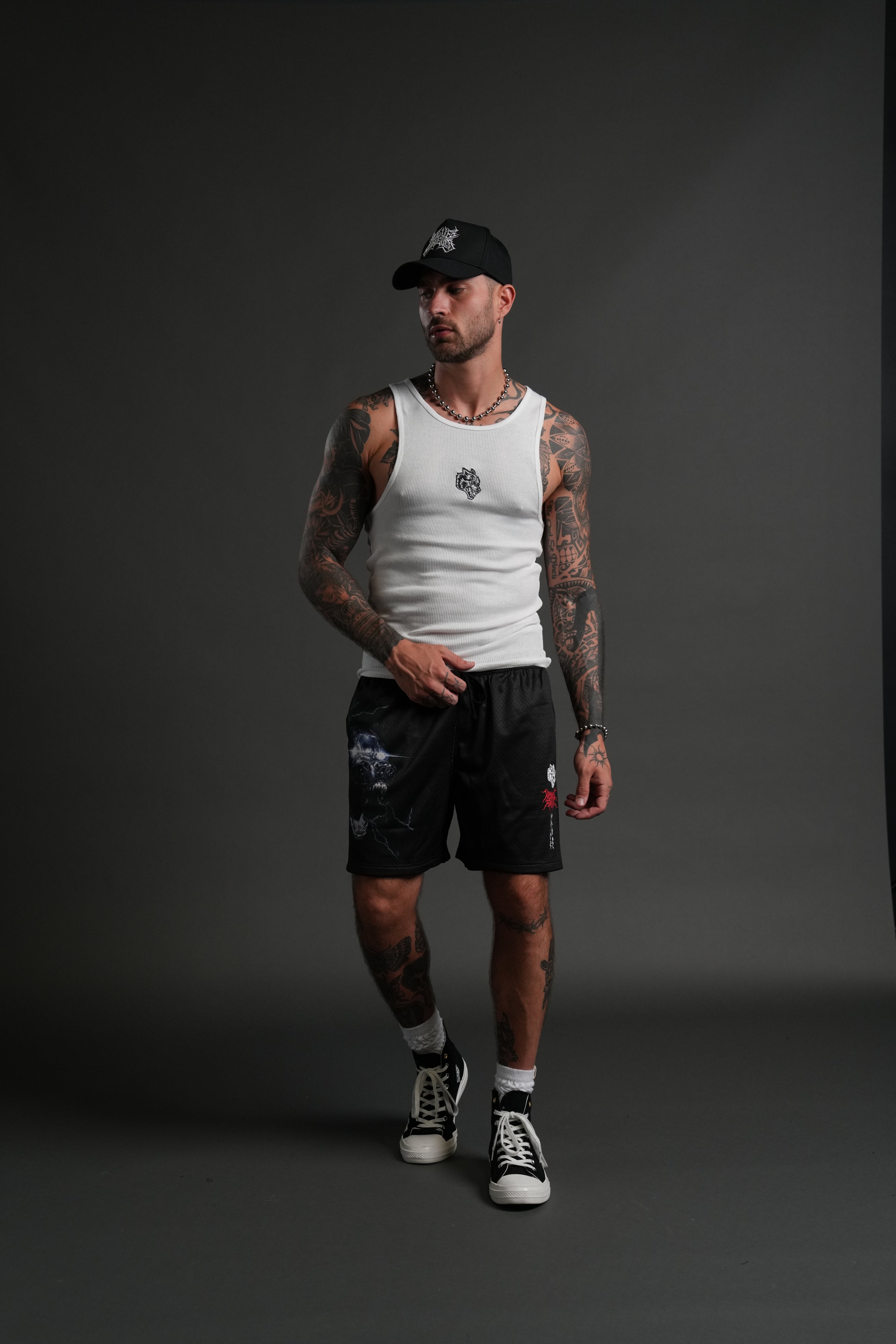 Eye Of The Beast Mesh Shorts in Black