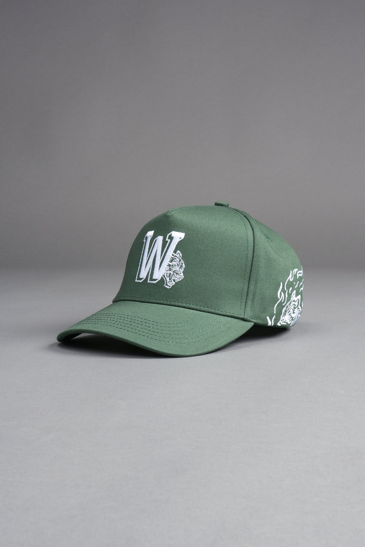 Our Flame 5 Panel Hat in Hunter Green
