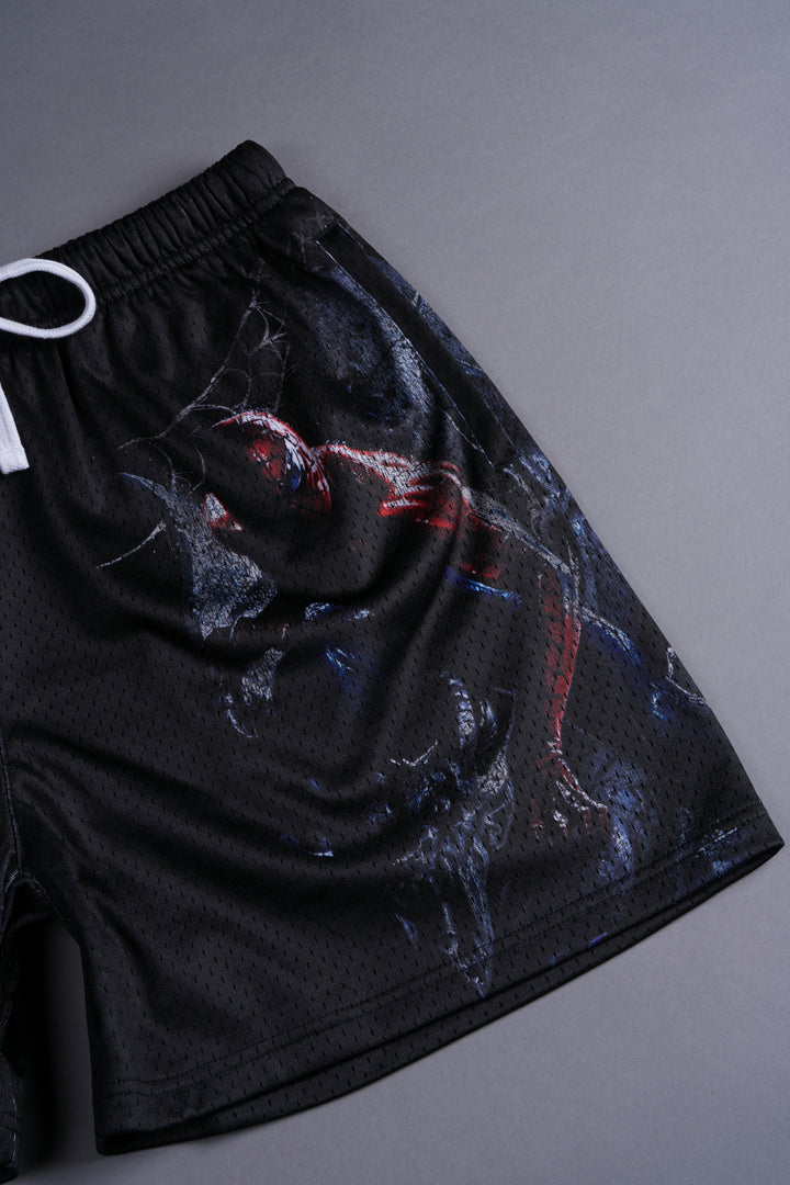 Web Of Carnage Mesh Shorts in Black