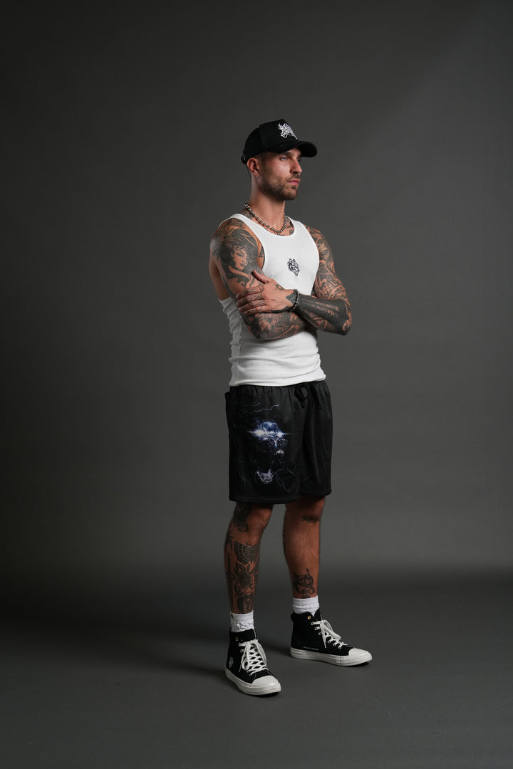 Eye Of The Beast Mesh Shorts in Black