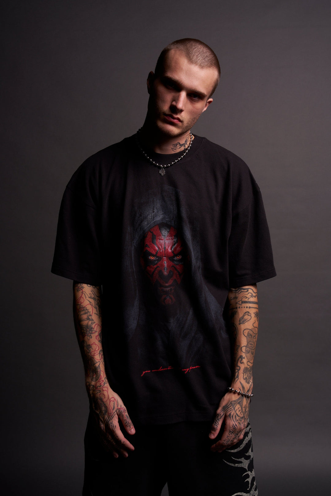 The Power Of The Dark Side Maul "Premium" Oversized Tee in Black