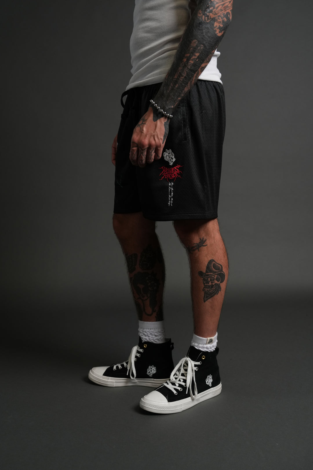 Eye Of The Beast Mesh Shorts in Black