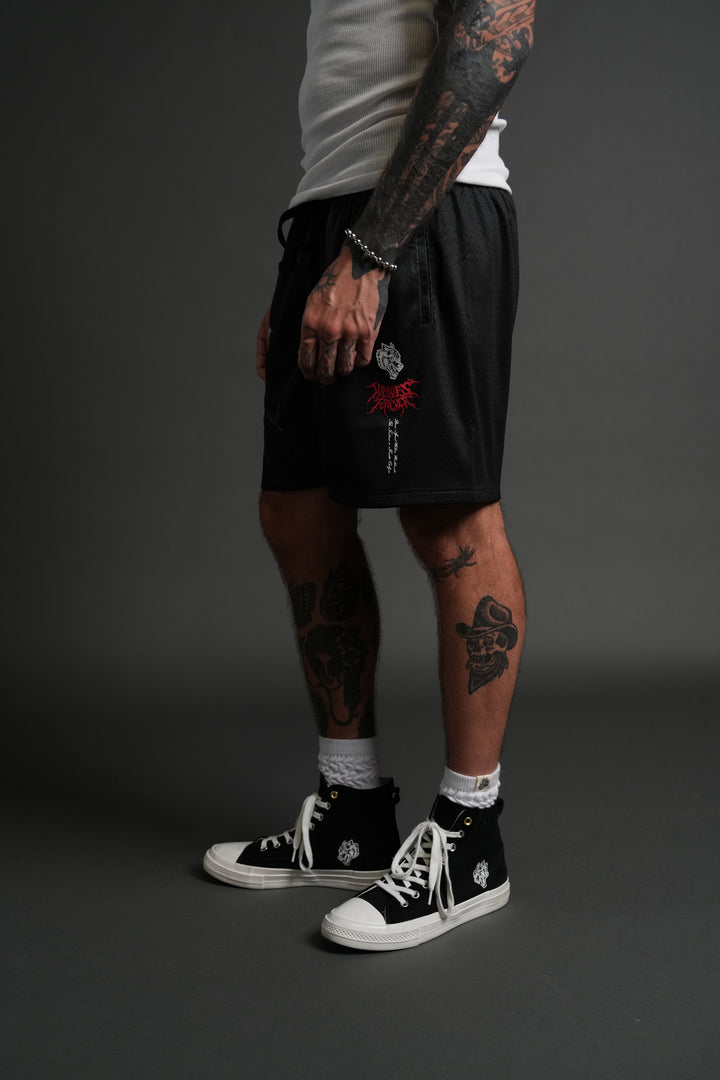Eye Of The Beast Mesh Shorts in Black