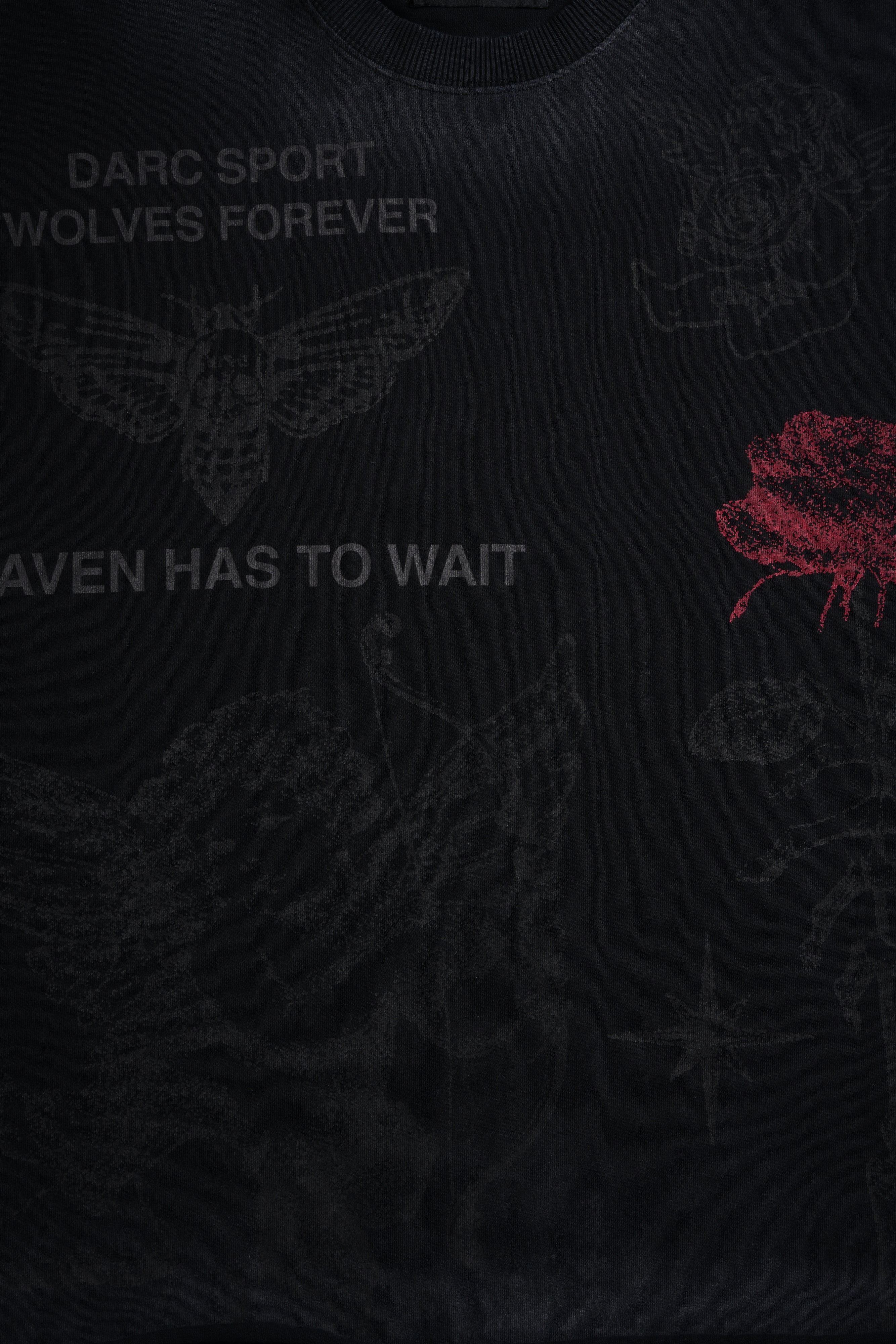 Sacred Flash Grunge Cut-Off Tee in Black Drift Wash