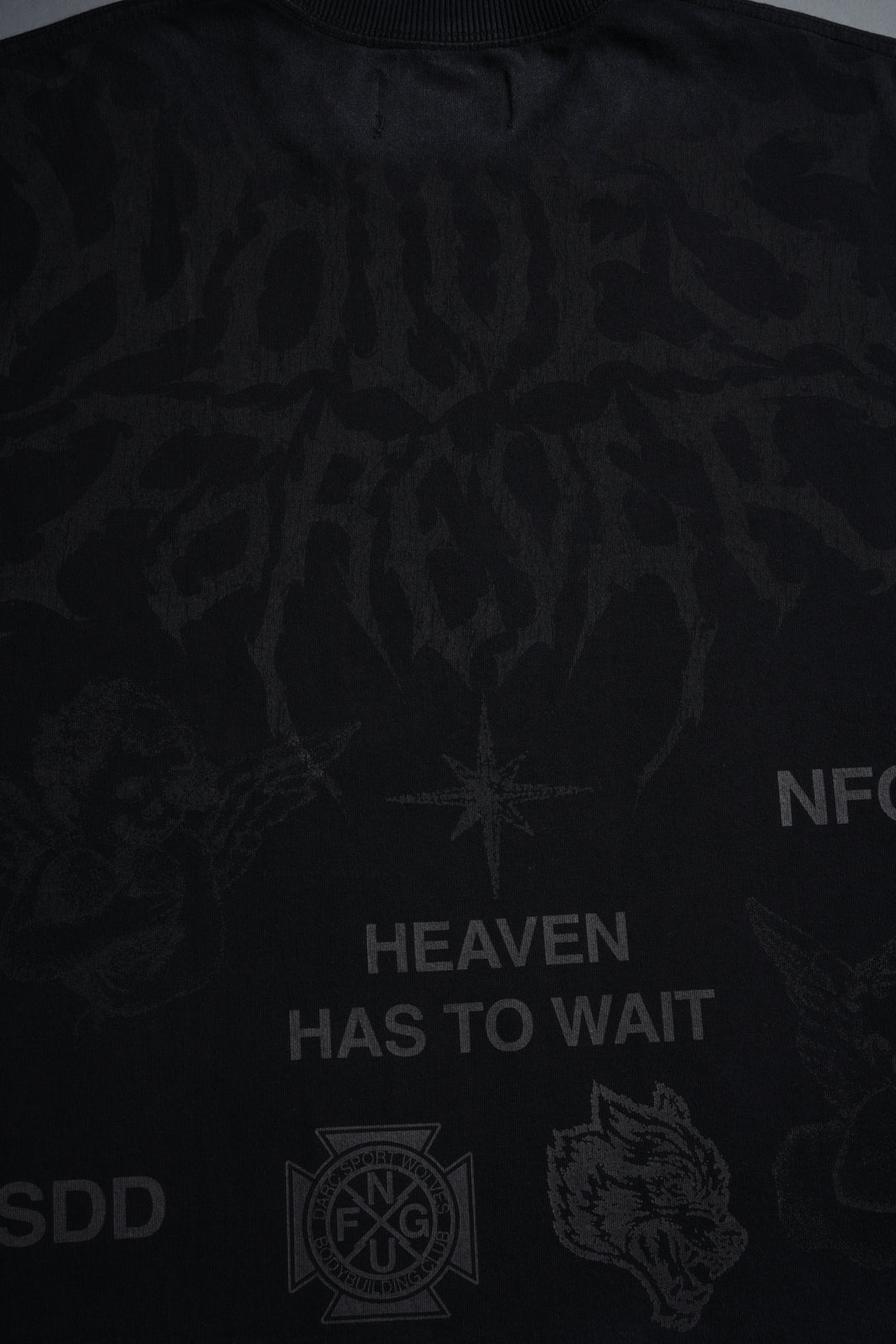 Sacred Flash Grunge Cut-Off Tee in Black Drift Wash